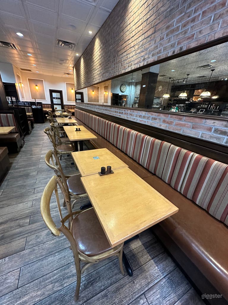  Seating in front of brick wall 