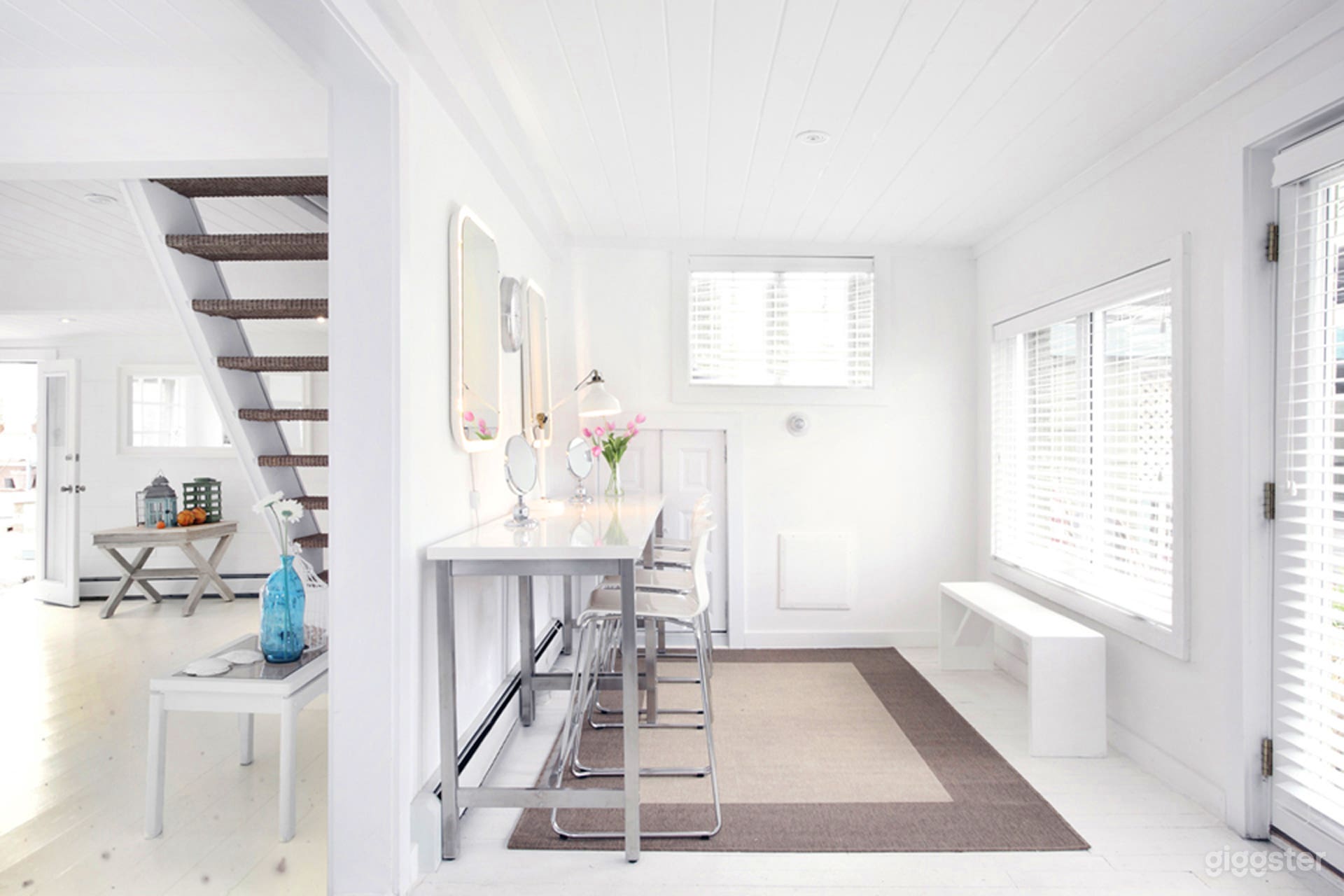 Two Makeup Stations with Lighted Mirrors