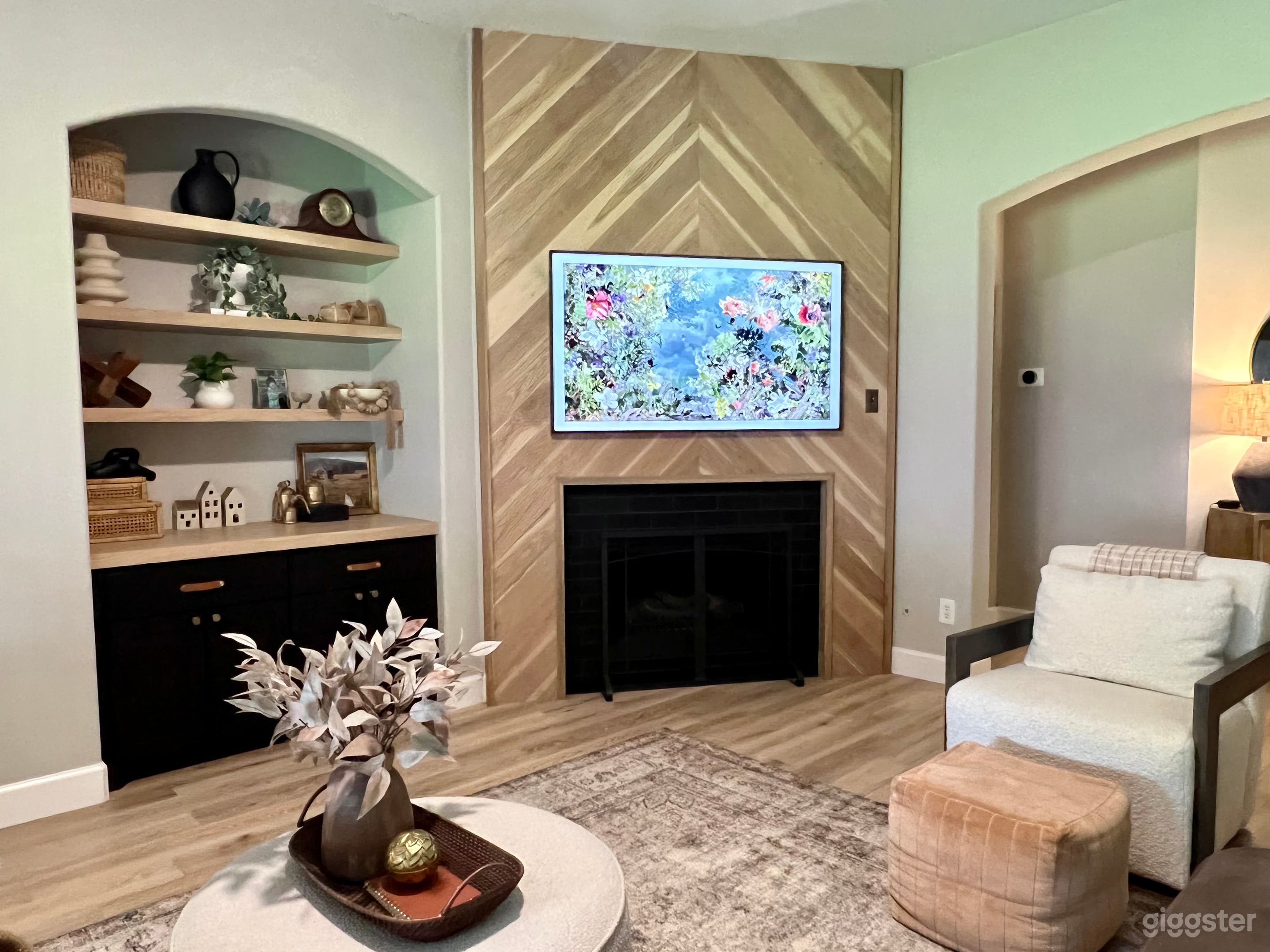 Den featuring Arhaus furniture 