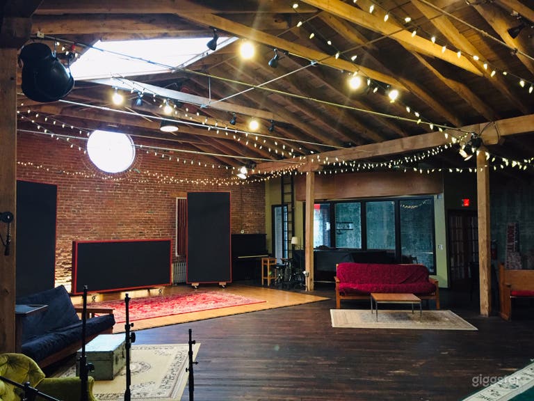  Rustic Studio with Natural Wood and Brick for Film 