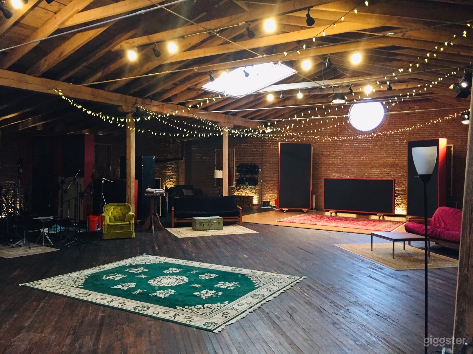 Rustic Studio with Natural Wood and Brick for Film Photo 1