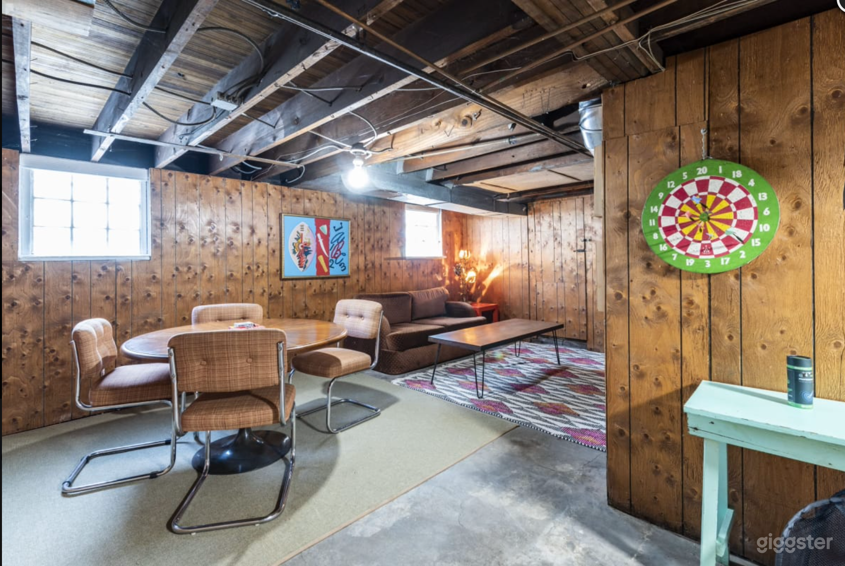 Basement features original 70's paneling