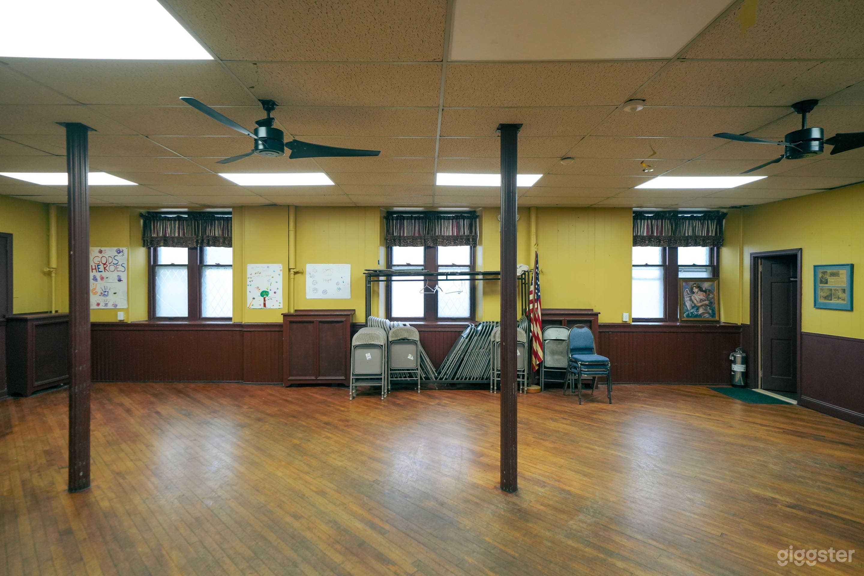 Historic Hall with Vaulted Ceilings, Stained Glass Photo 2