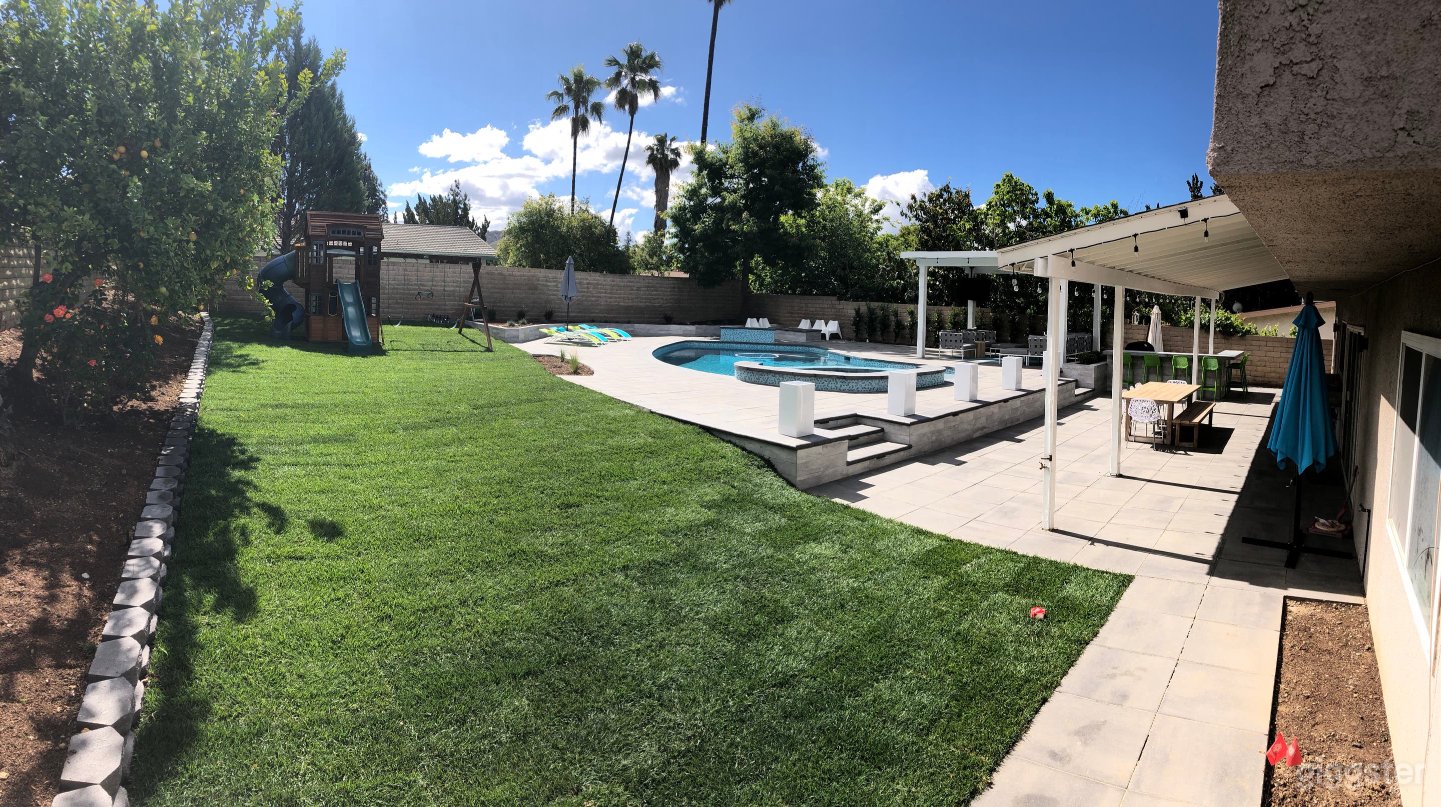 Newly remodeled modern backyard
