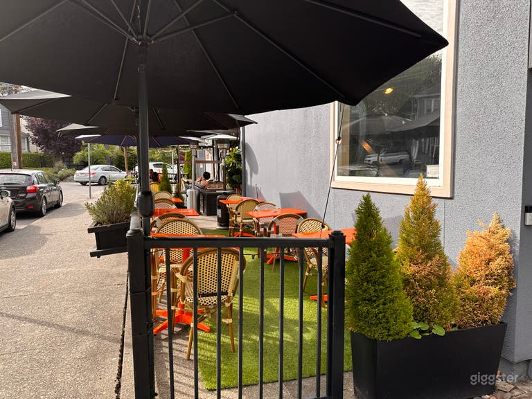  The uncovered patio faces the street and is bright and open. 