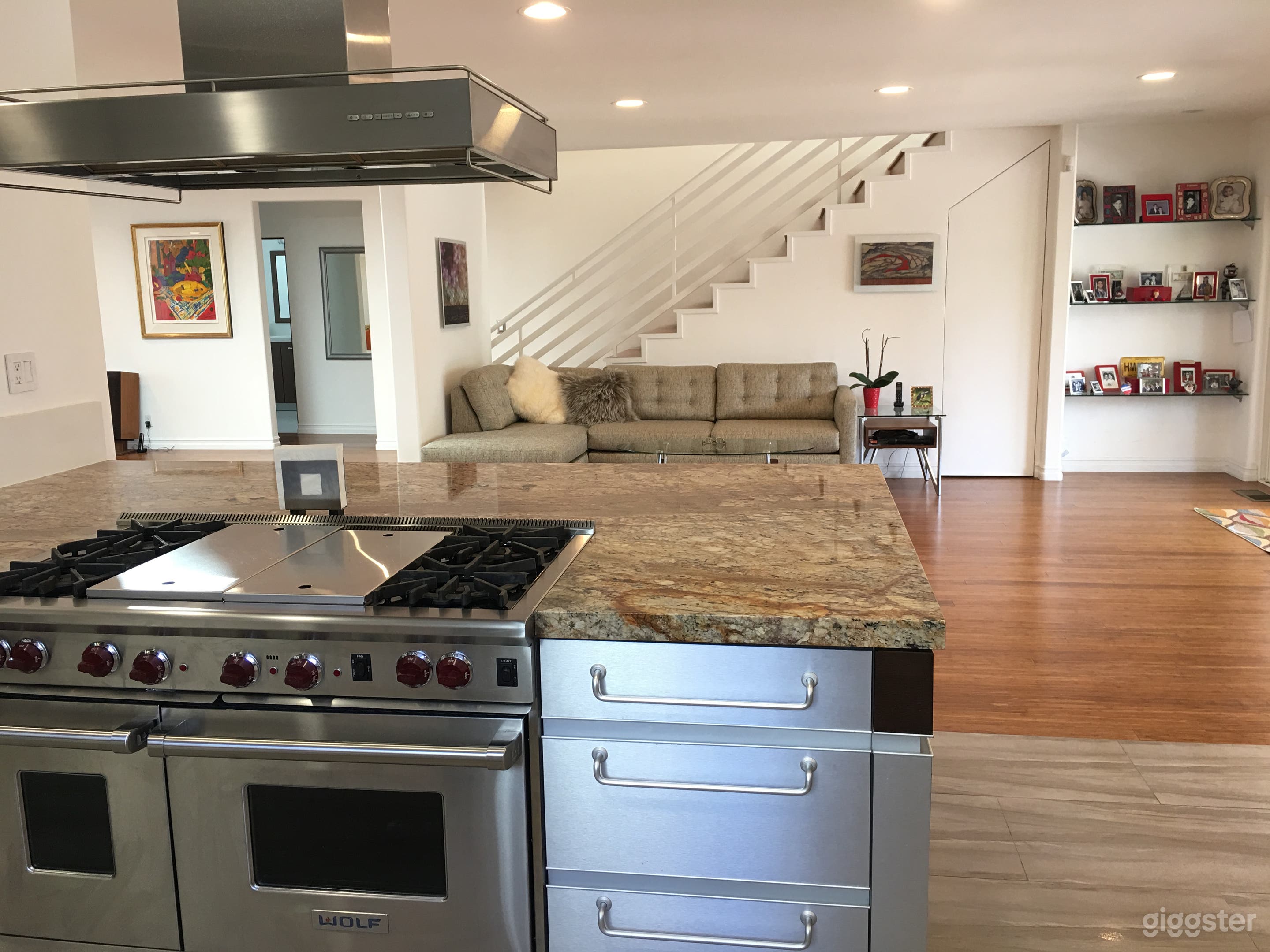Kitchen view looking at stairs 