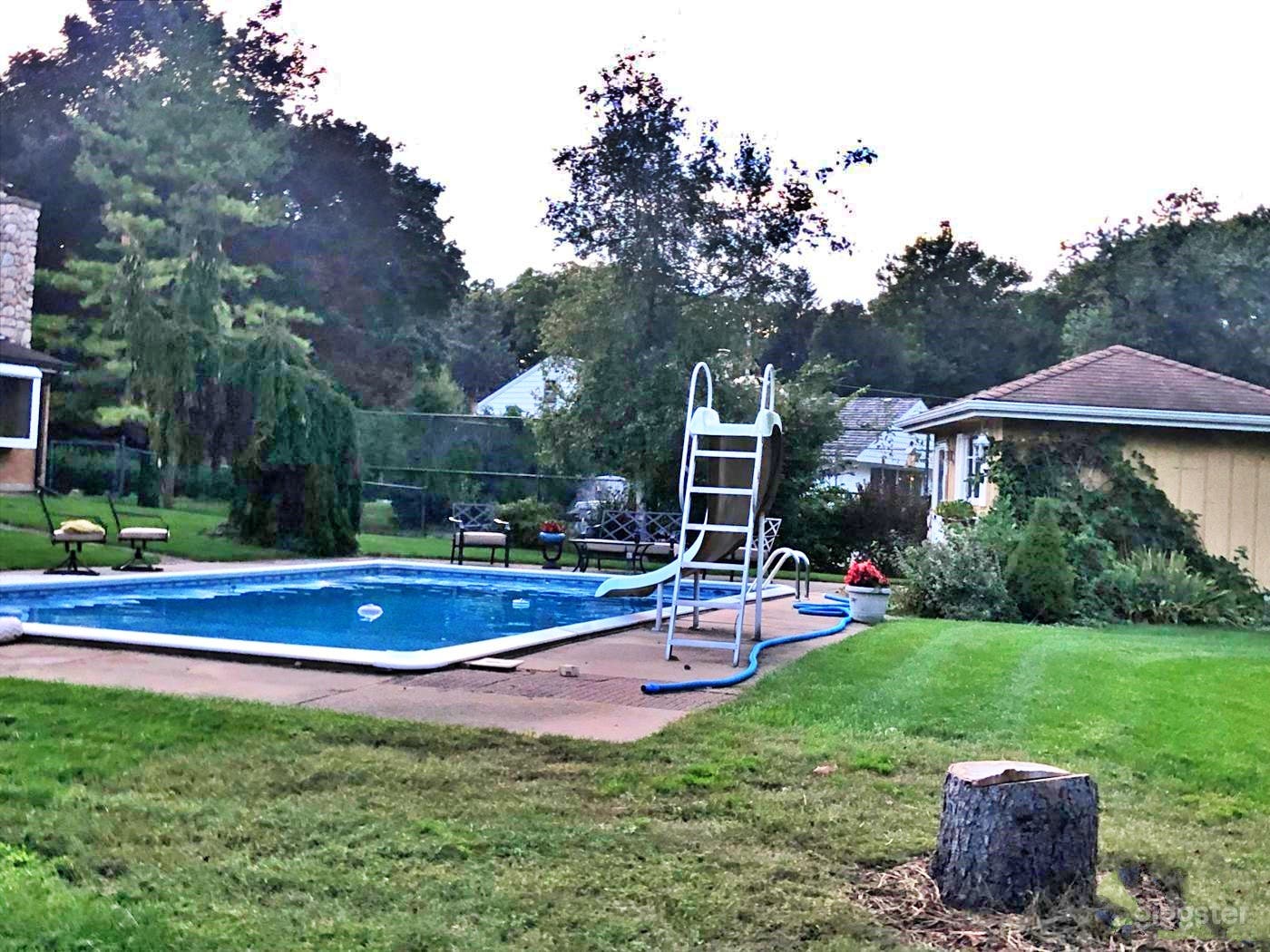 Refreshing Pool with a Slide Photo 1