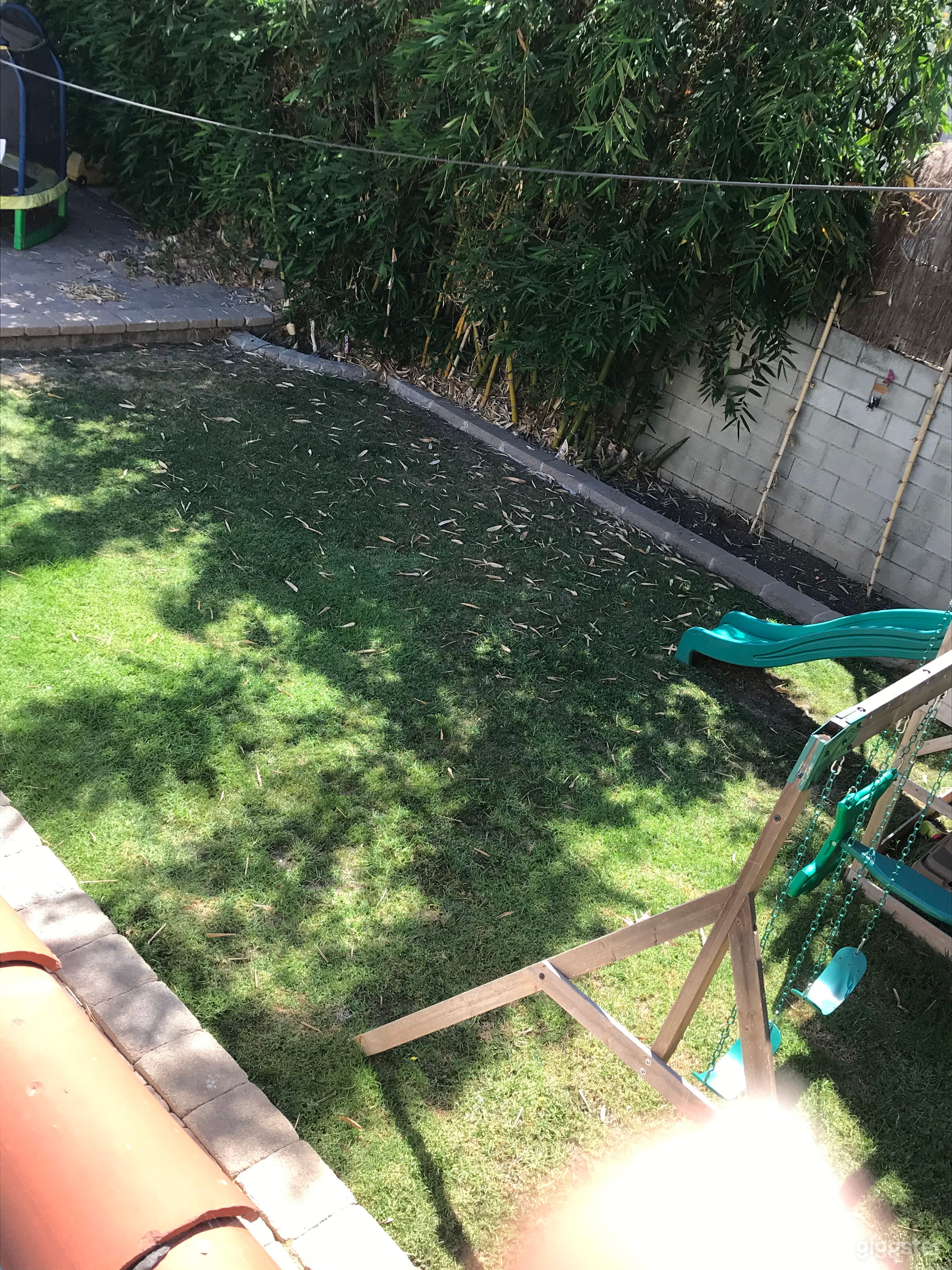 A birds eye view of the grass area.