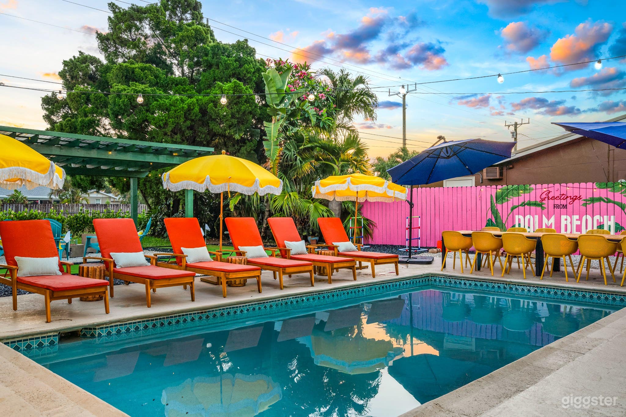 Colorful Pool House w/ Pink Mural, Putting Green & Fire Pit Photo 1