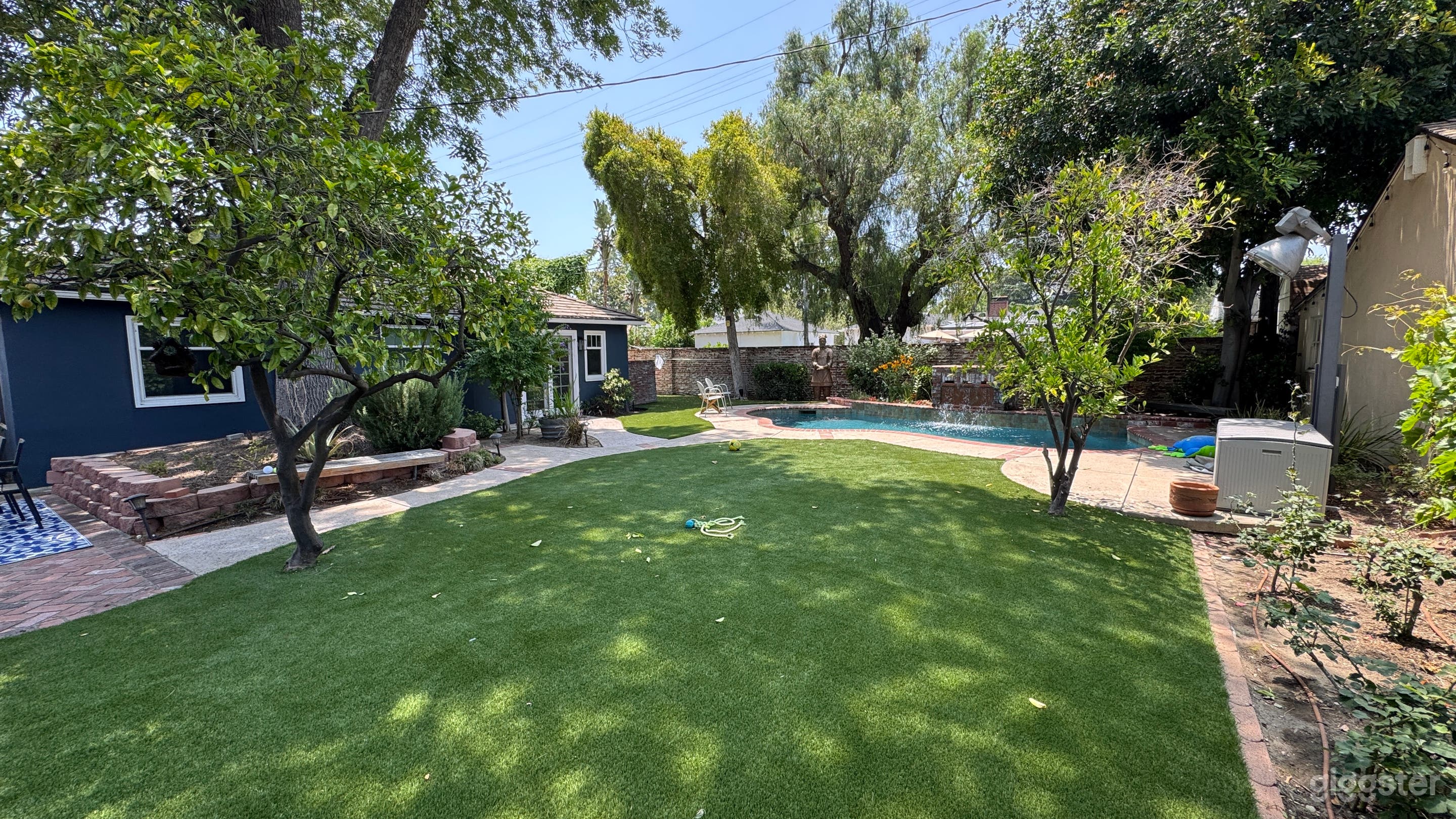 Backyard lawn and pool