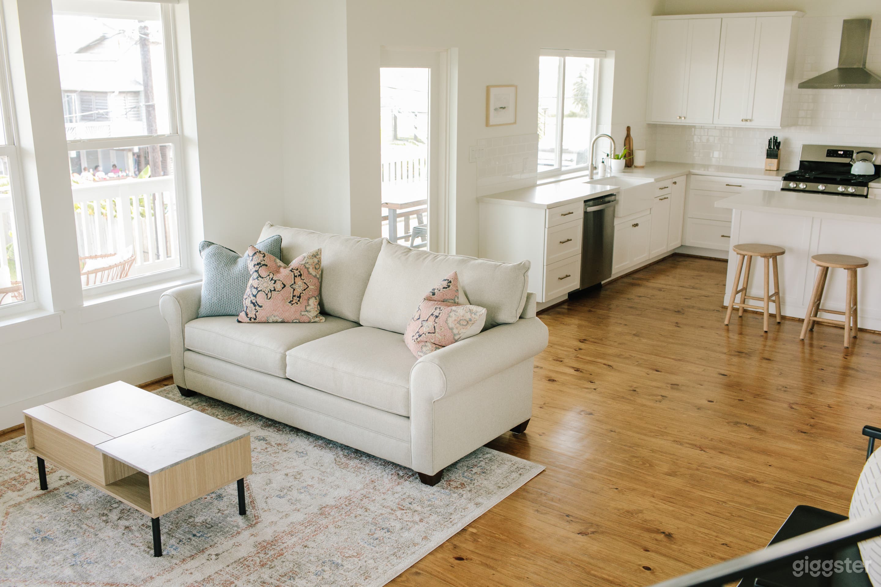 Open concept, living room and kitchen