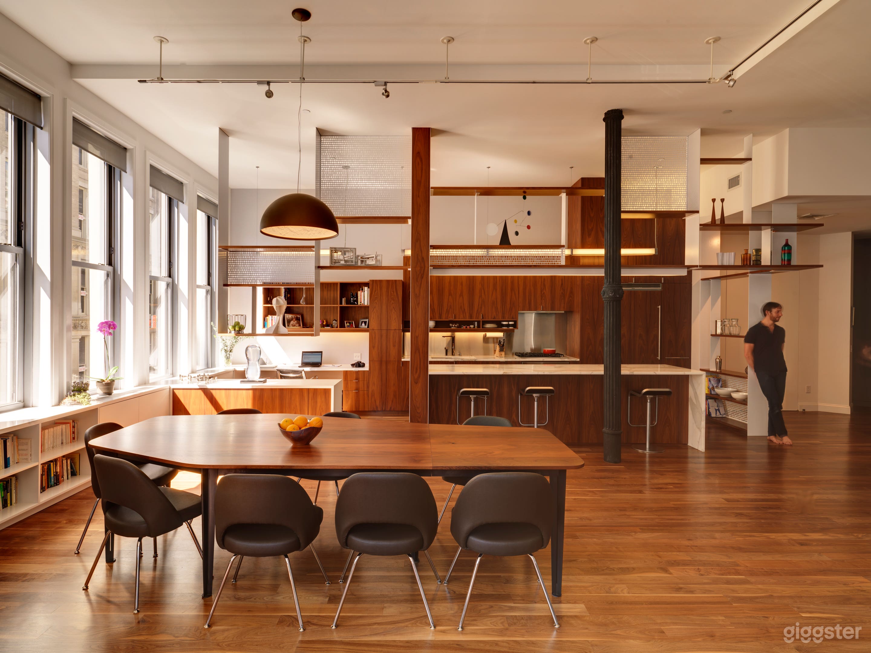 Custom and unique millwork in the kitchen as visible from dining area