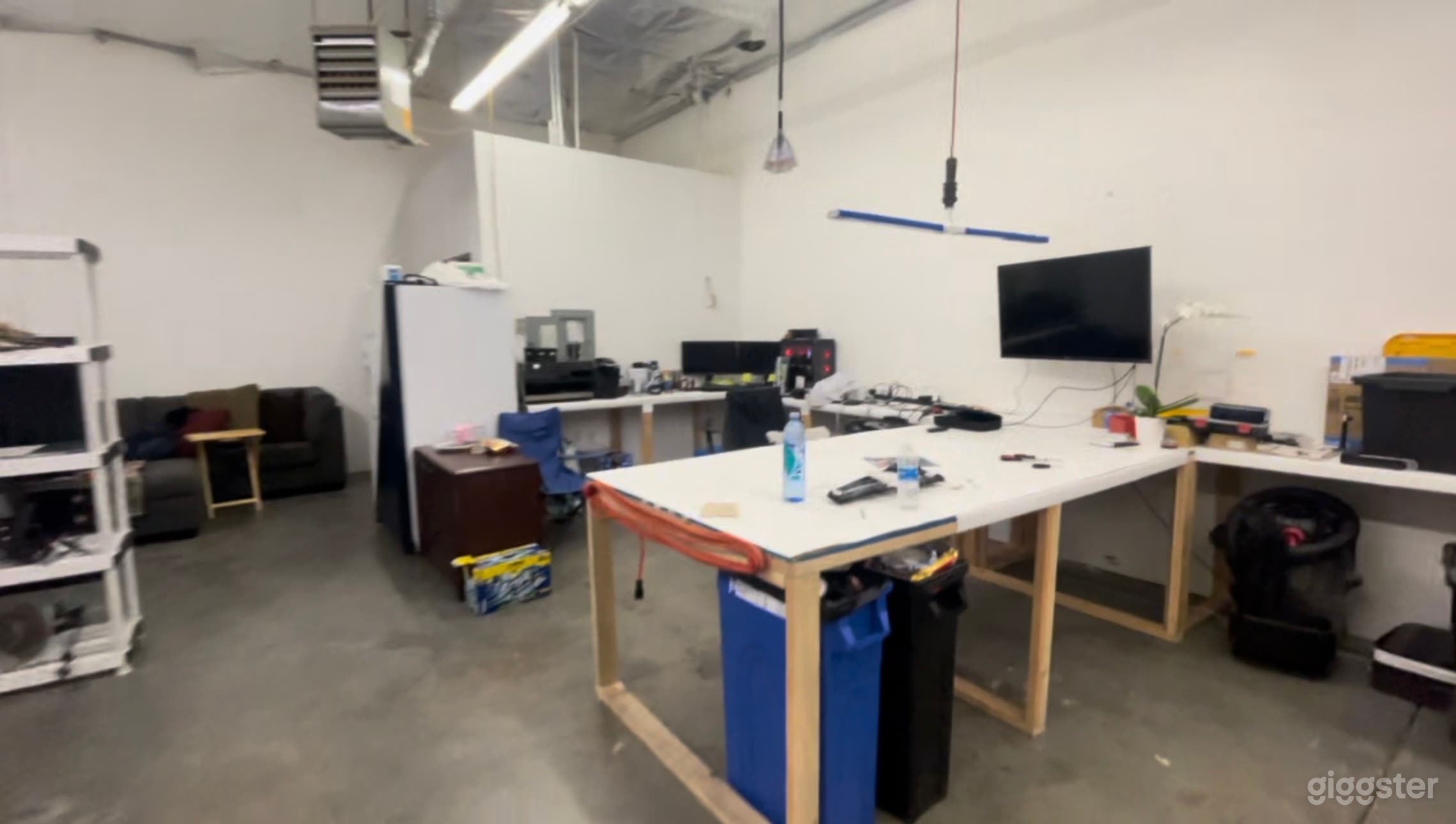 Inside with lights on