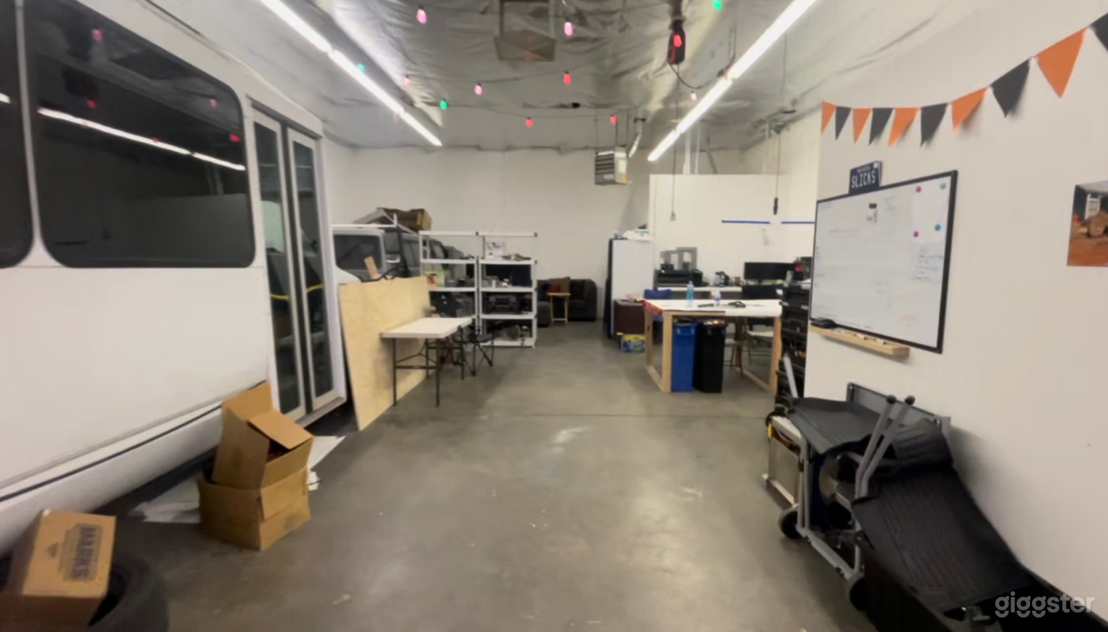 Inside with lights on