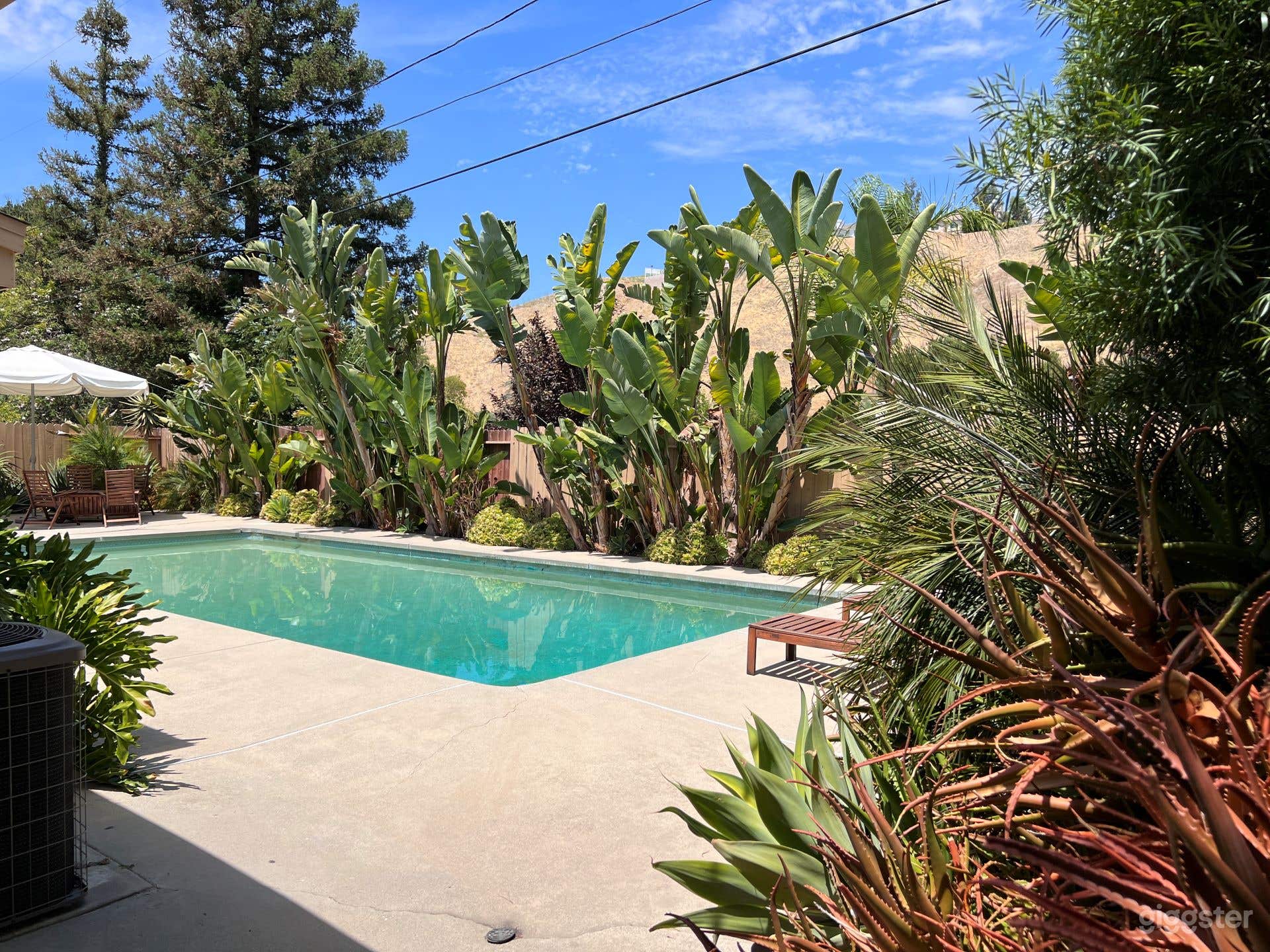 approaching pool from east side facing northwest
