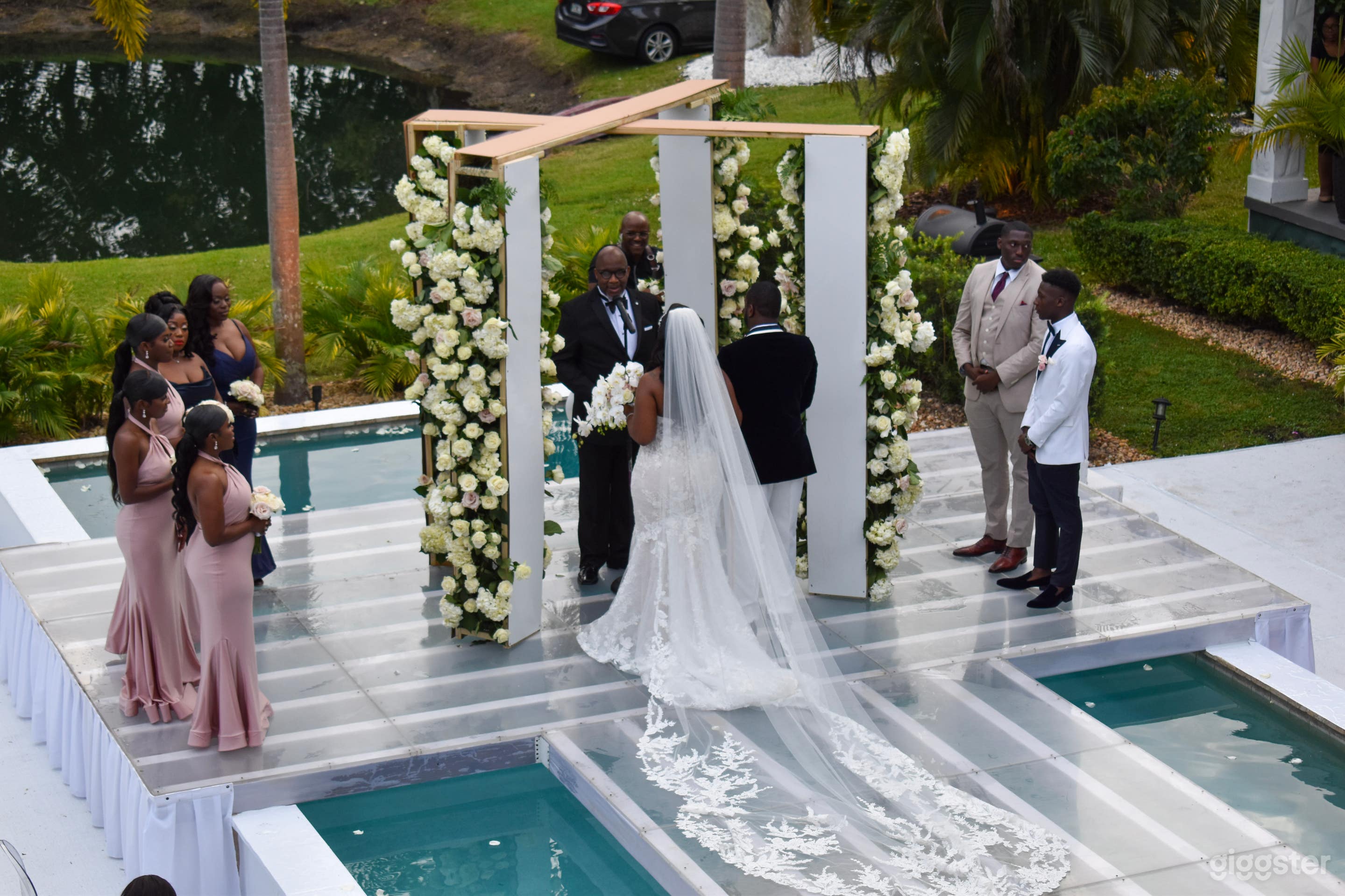 Elegant Pool Wedding Ceremony at Saint Patrick Palace