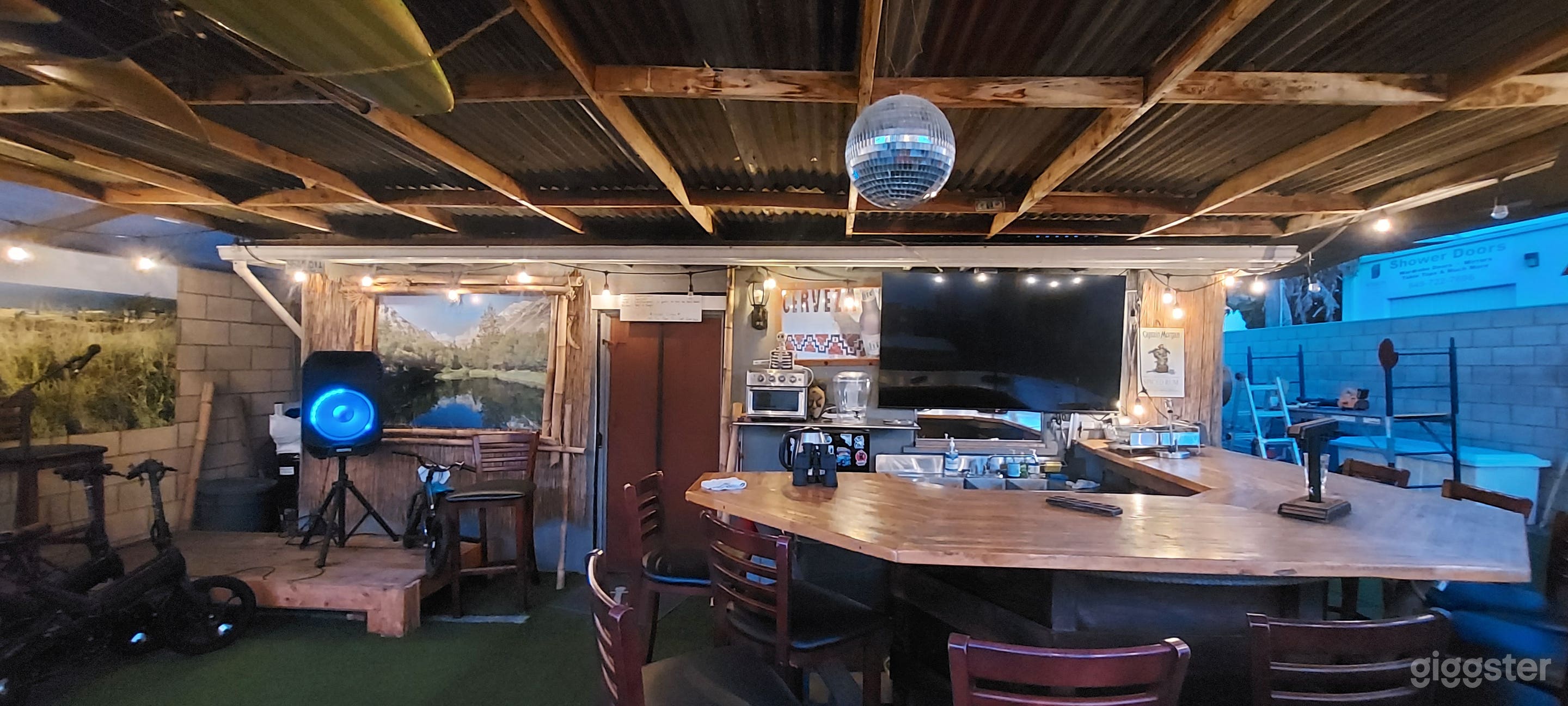 Full bar and kitchen included.  Karaoke/DJ stage.  Capacity up to 160 guests