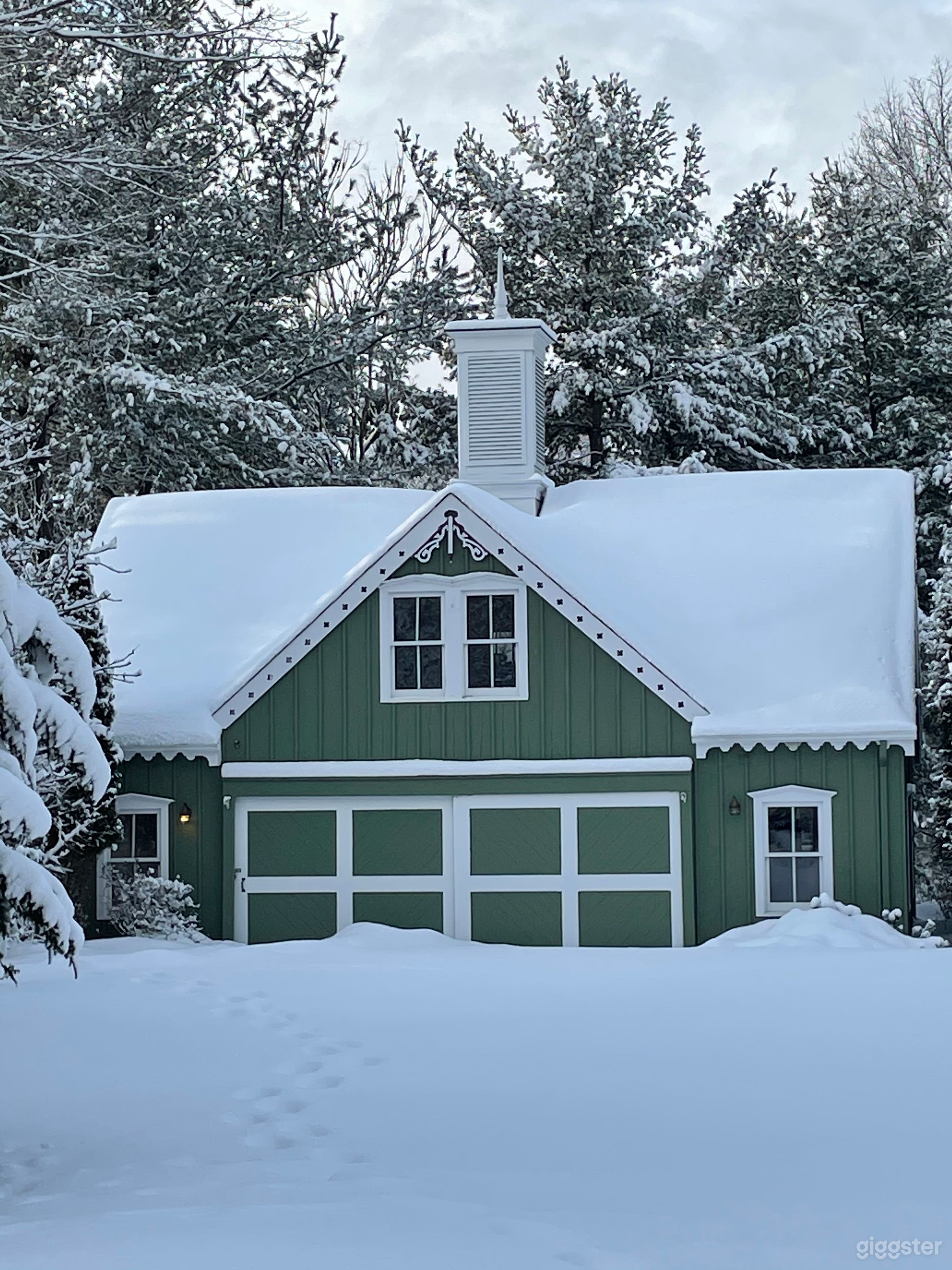 Carriage house in the snow