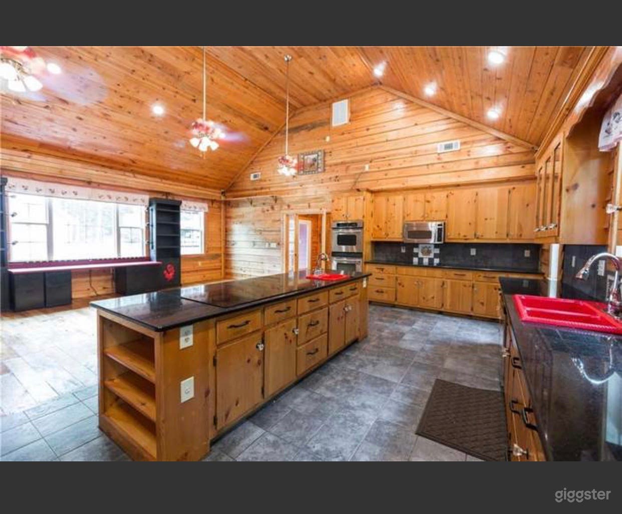 View of the kitchen 2 cook tops and double ovens 