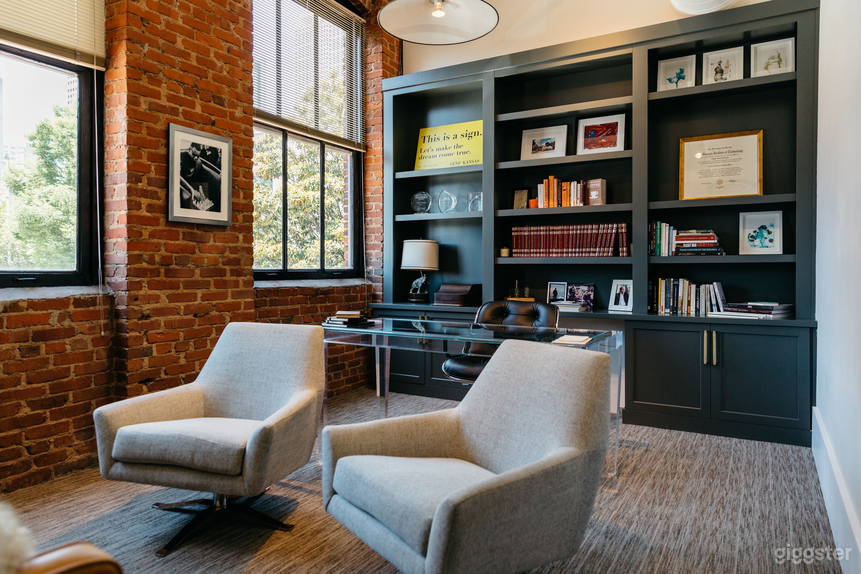 Stylish Exposed Brick Office Photo 1