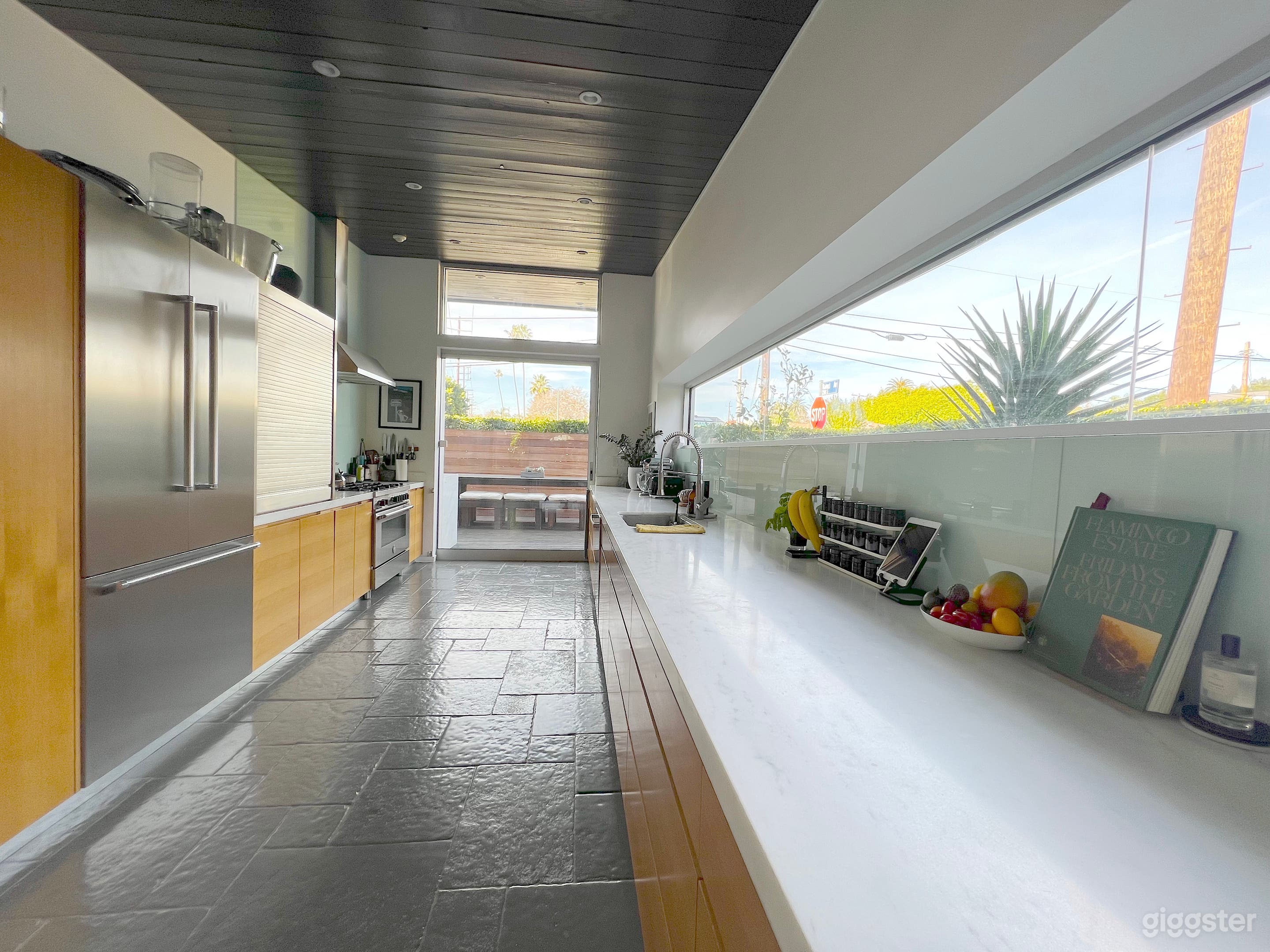 Large kitchen with long counters