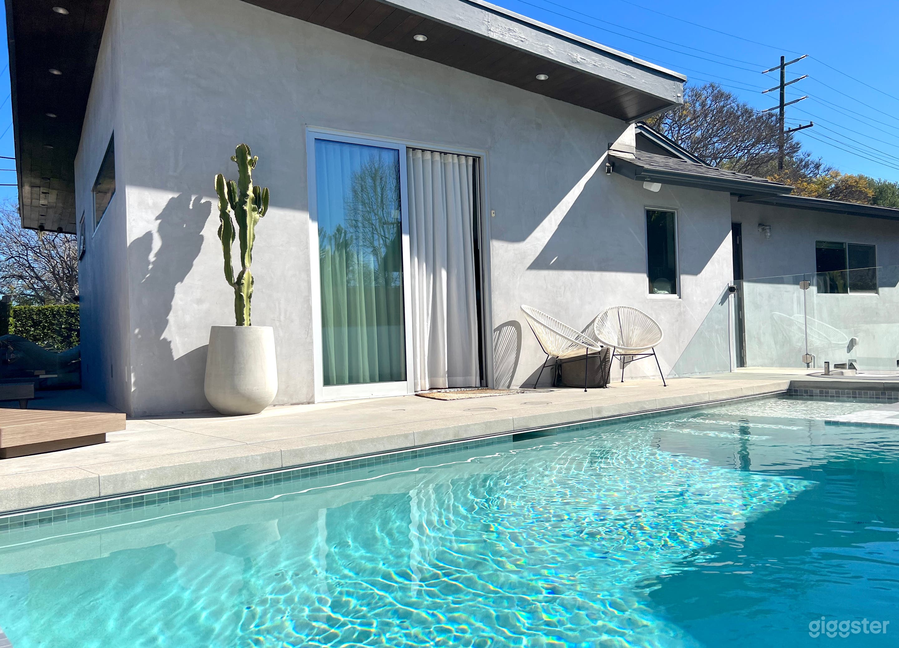 Pool area with contemporary concrete desert vibes