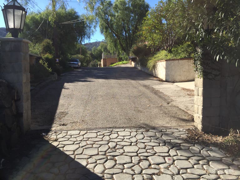  From the driveway into the street 