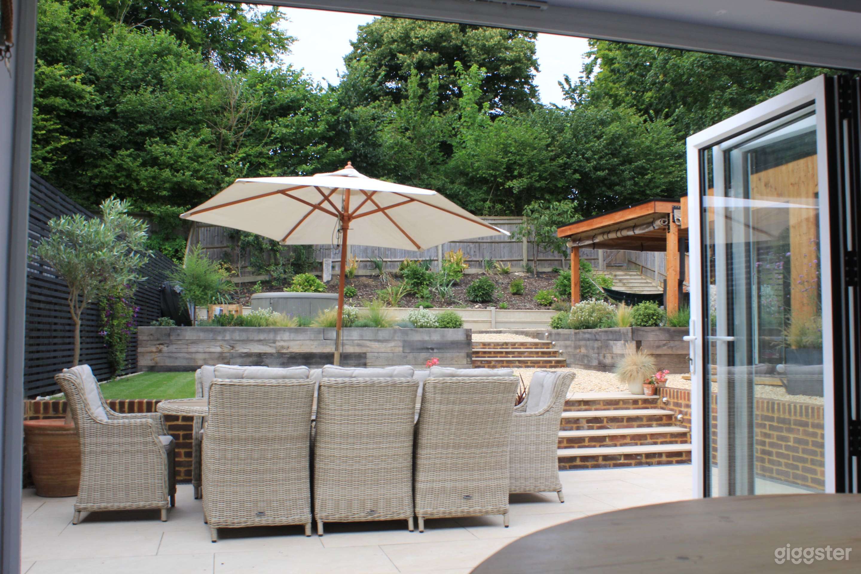 Bifold doors onto outdoor dining area