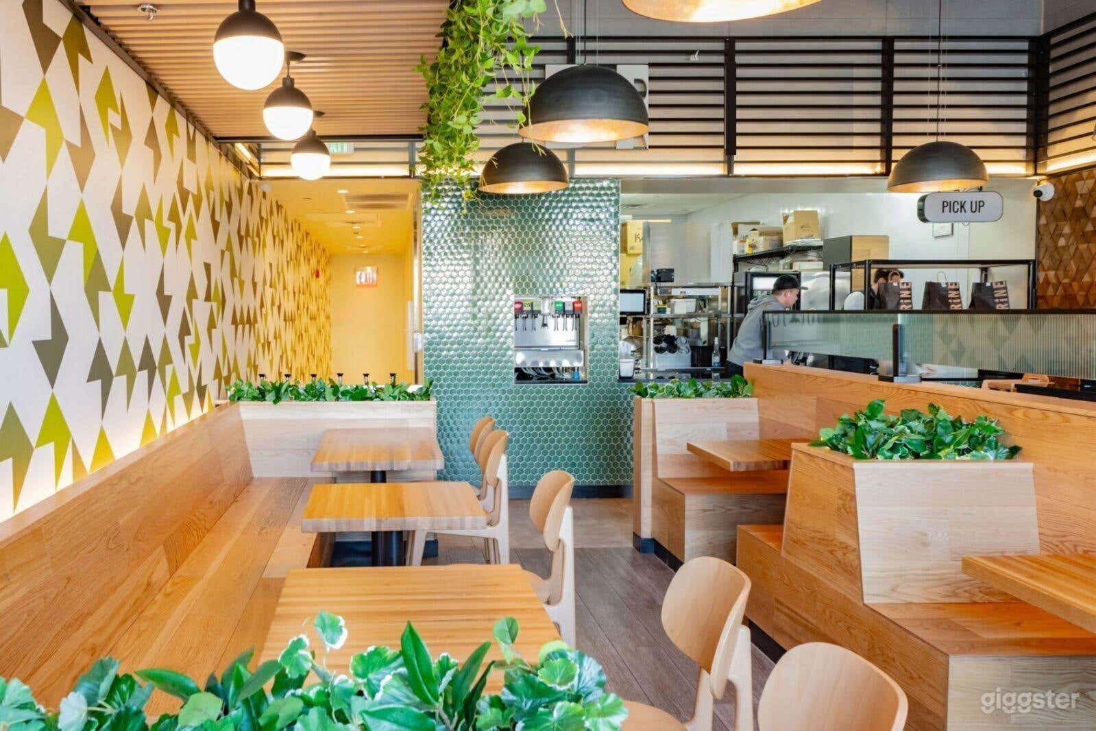 Modern Rustic Restaurant with Open Kitchen, Industrial Charm Photo 1