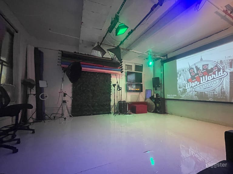  All white multimedia room with 150 projector screen &#38; lights. 