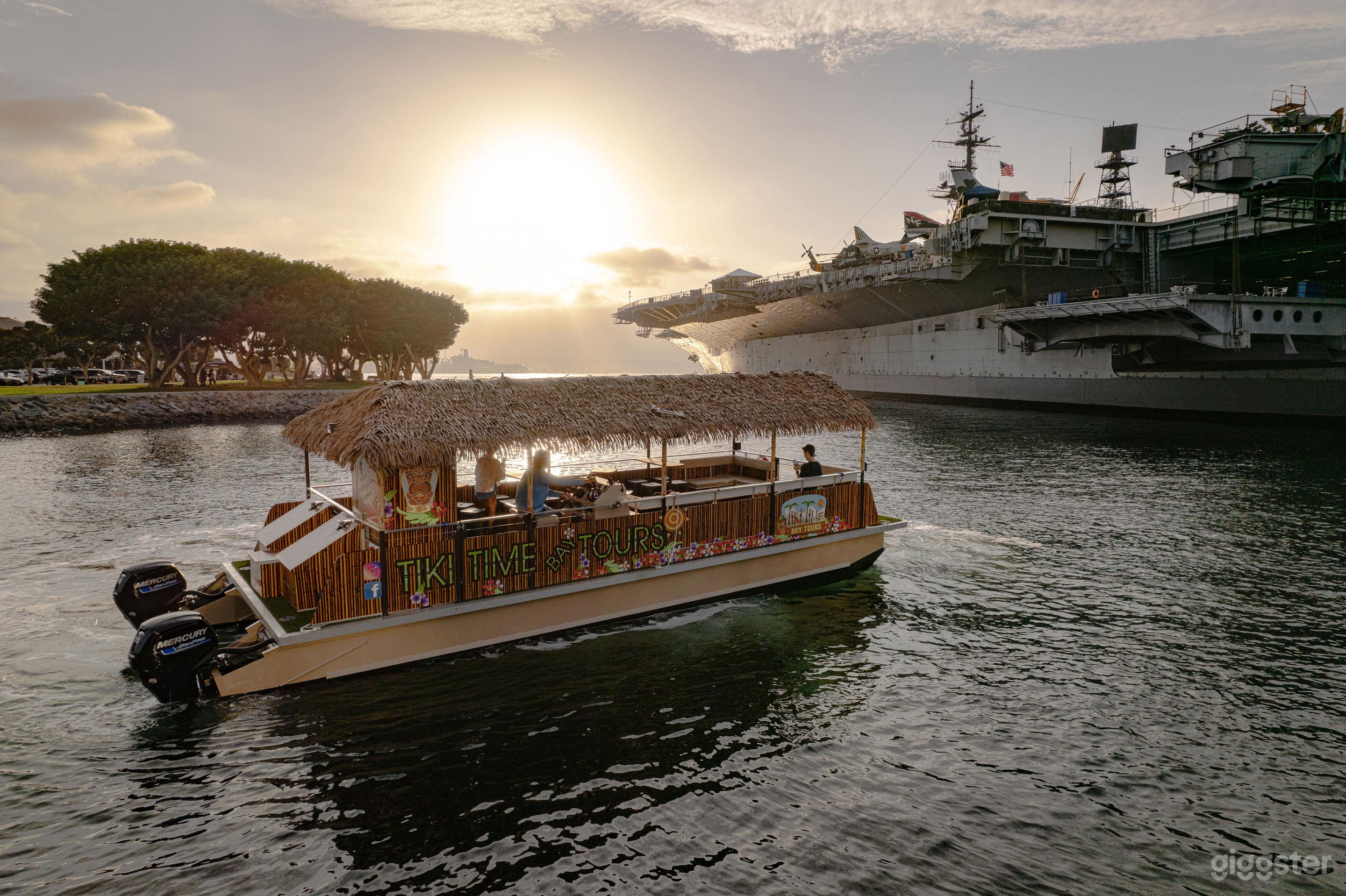 Tiki Time hanging out by the Midway Museum.