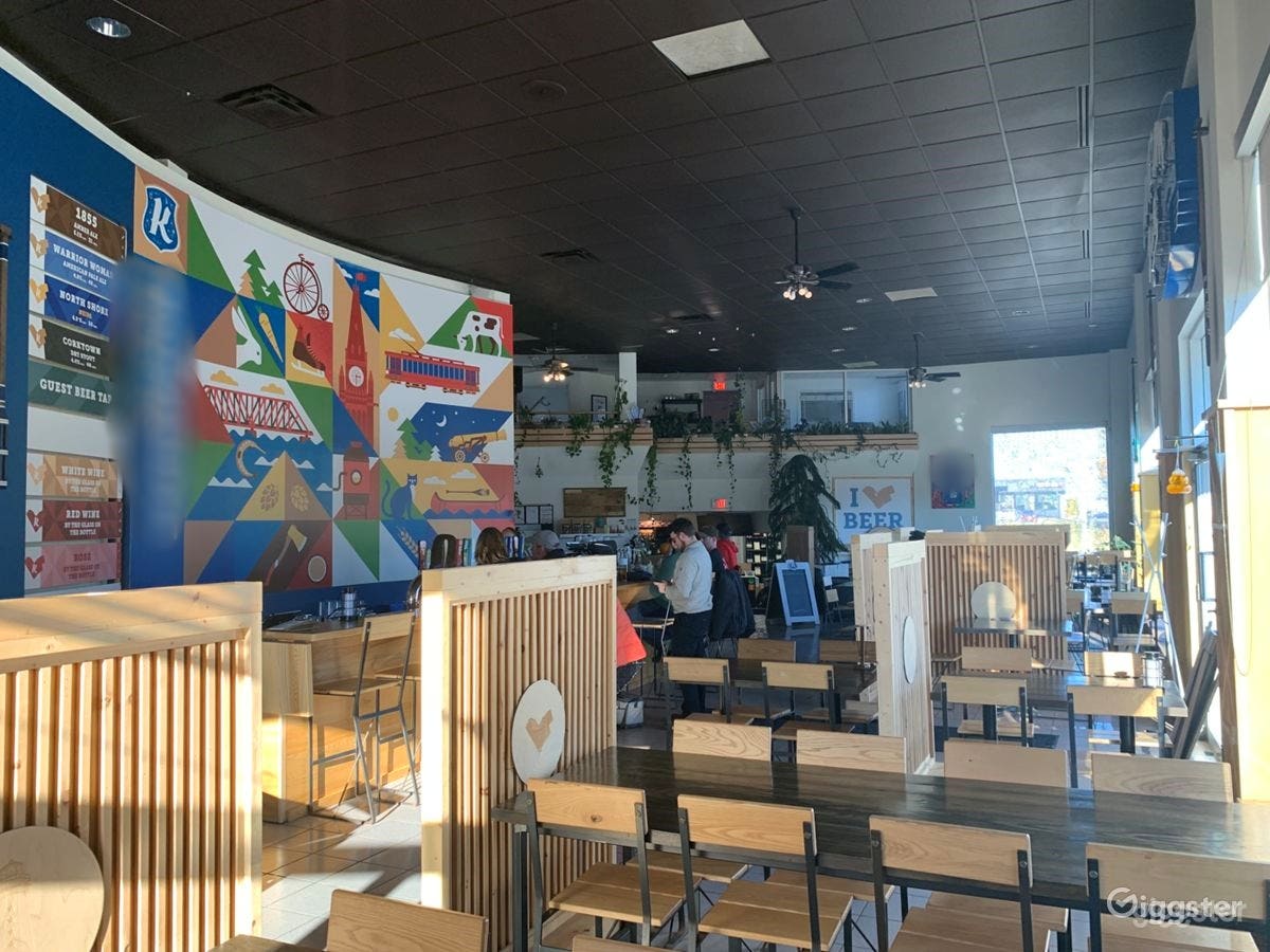 Taproom/cafe looking towards entry