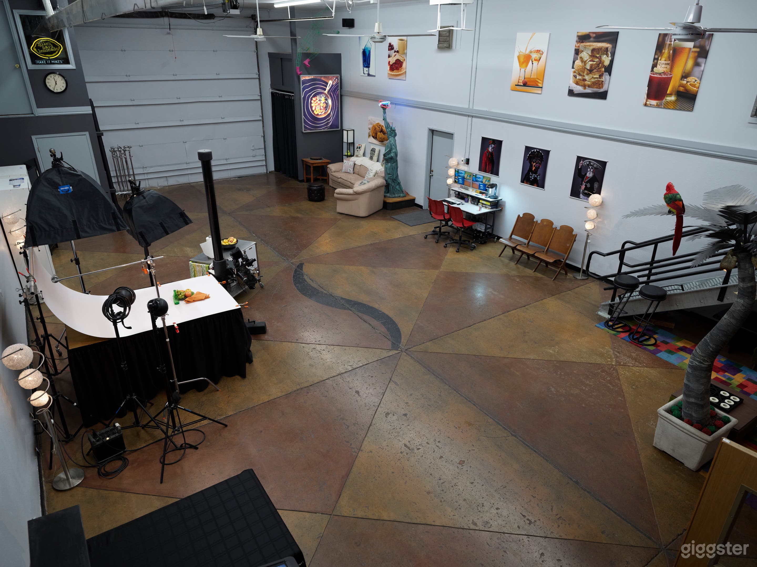 Balcony view of studio space