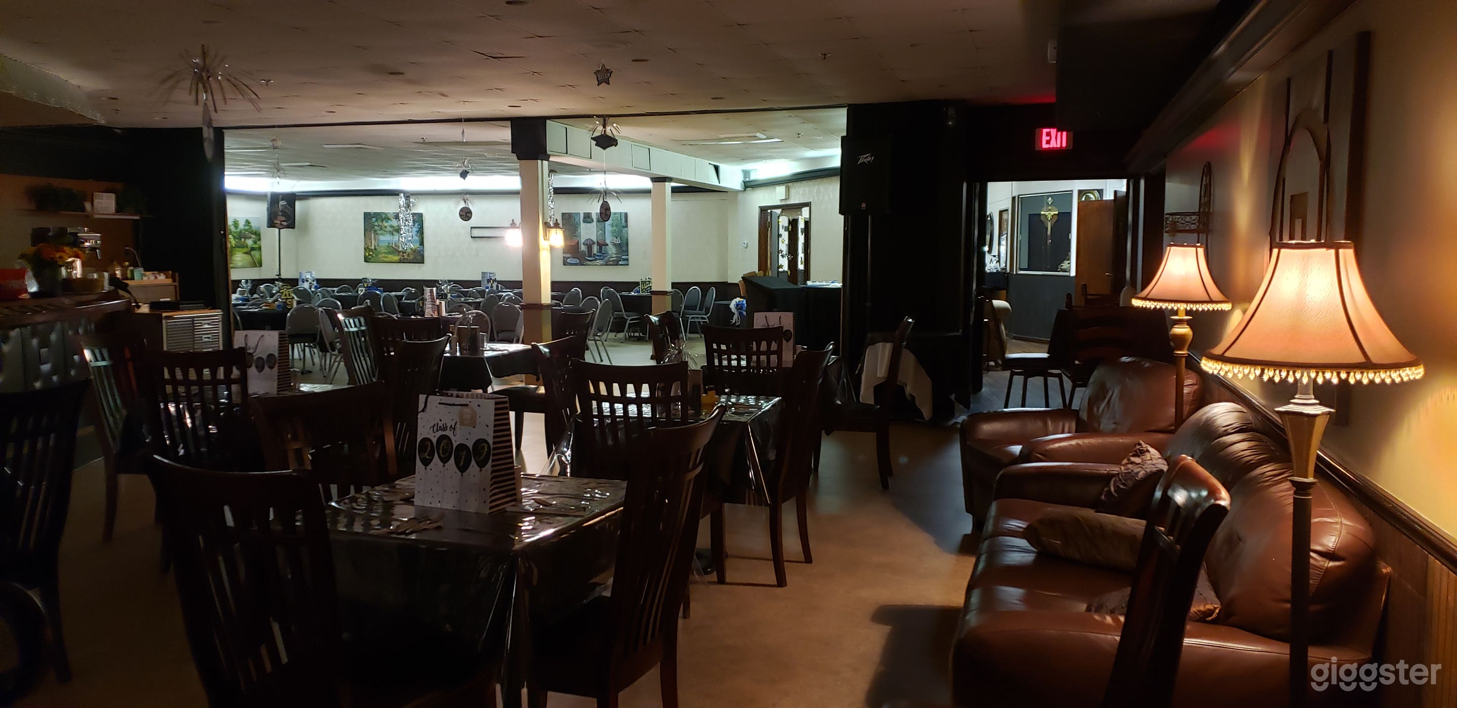 Partial Cafe View to Dinning area with according wall.