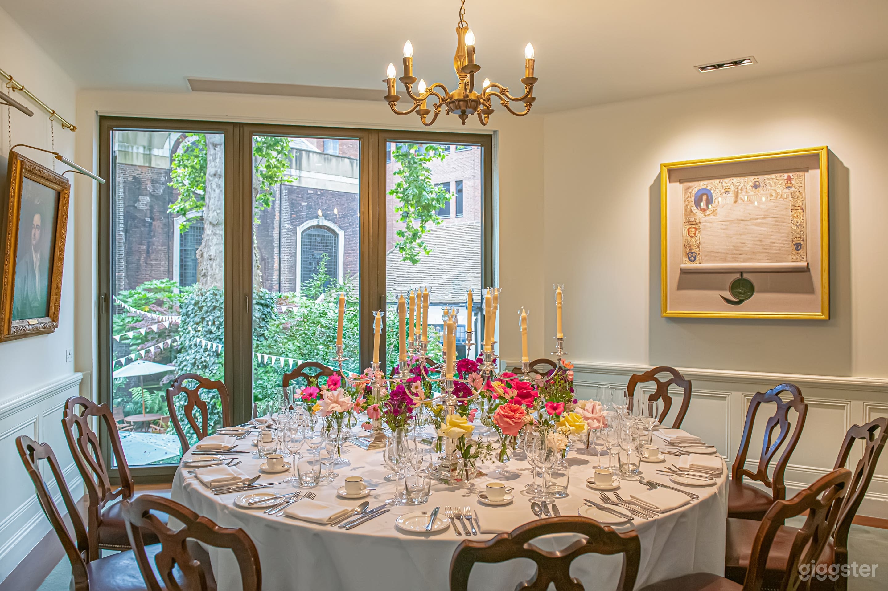 Intimate dinner room overlooking private garden
