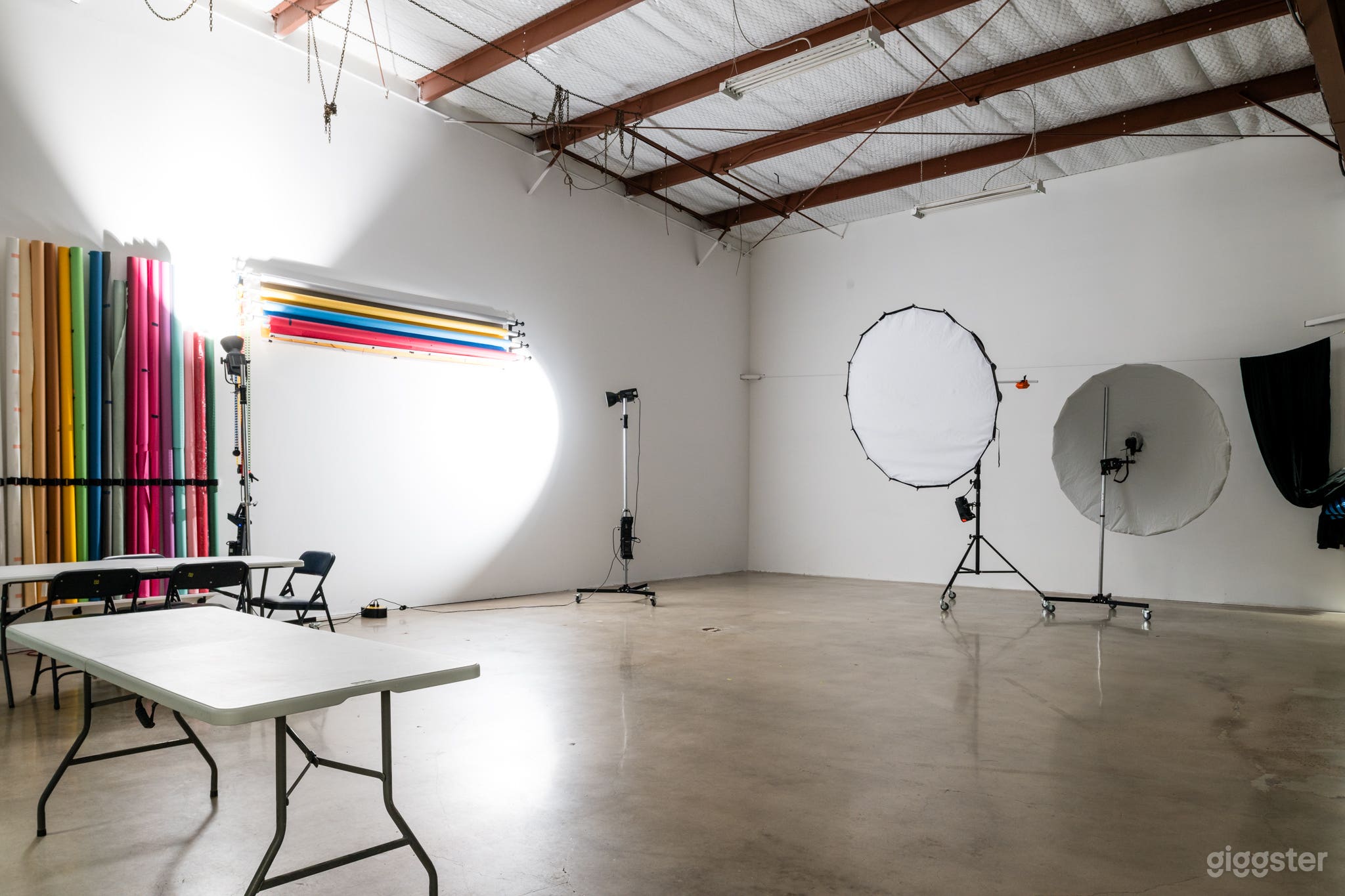 Tables and chairs are available for your gear and crew