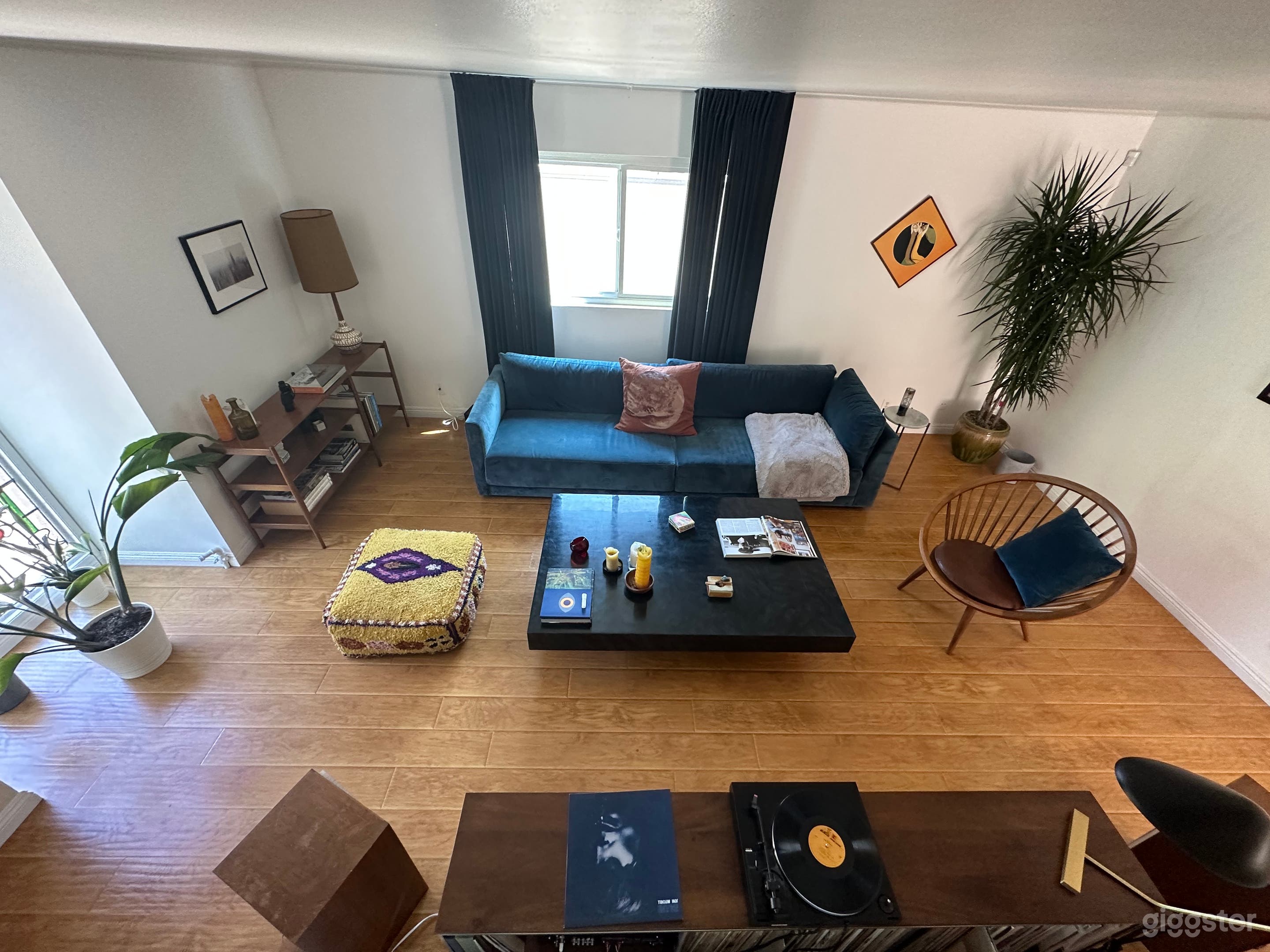 Meeting space with vintage vinyl, and speakers