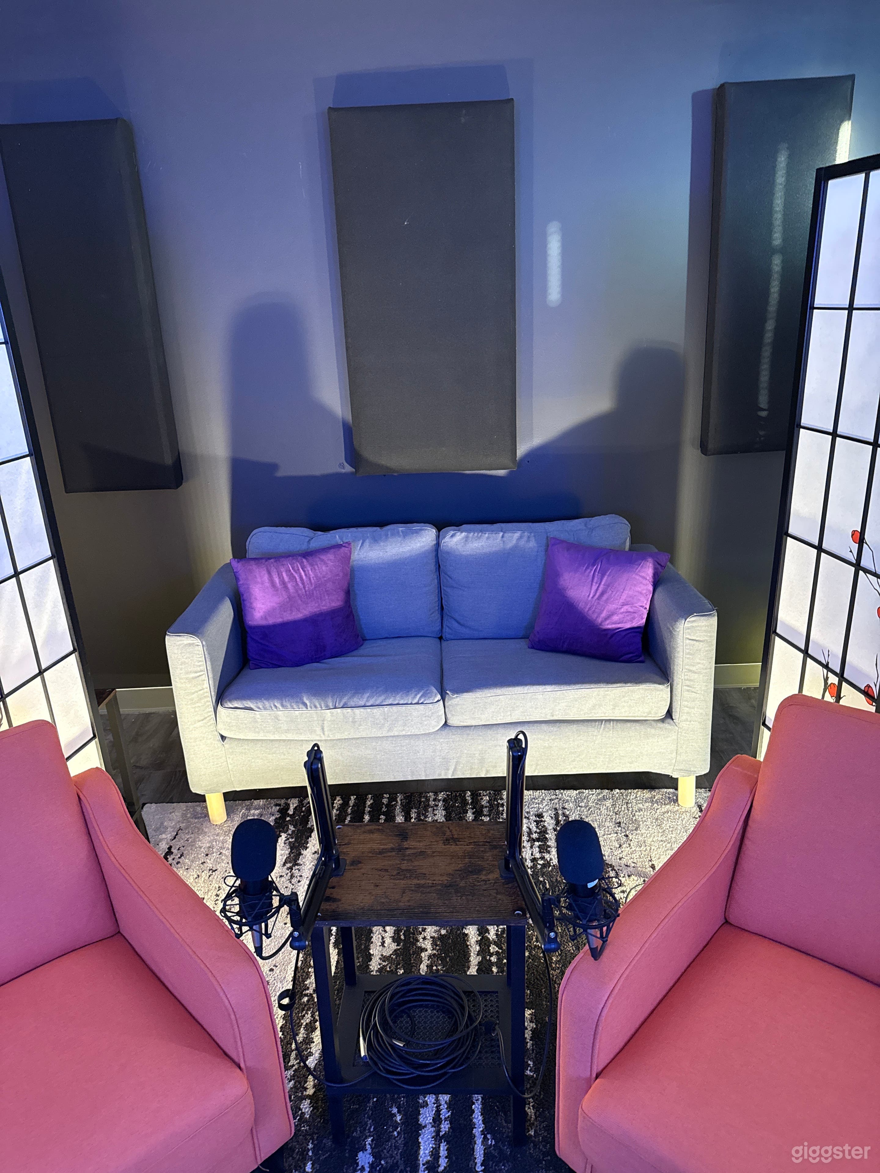 Modern 3-Camera Podcast Studio with Pro Lighting Photo 3