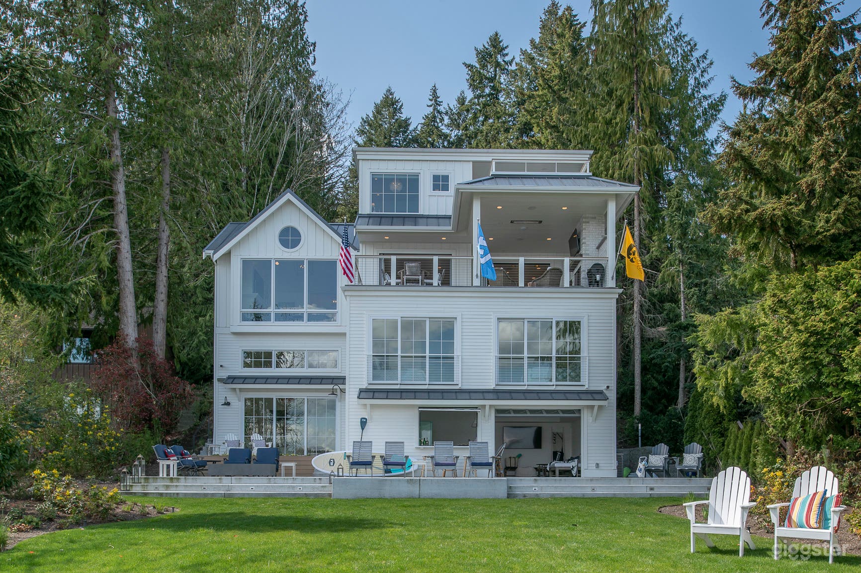 Waterfront beach farmhouse with exceptional light plus multiple levels and room types for filming or wardrobe/makeup