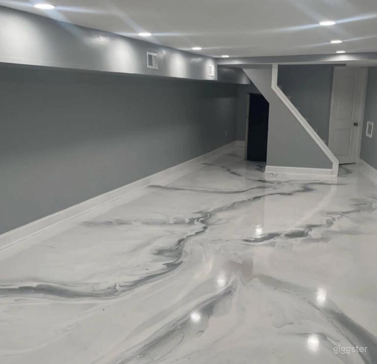  Modern Two-Story Event Space Sleek Epoxy Flooring 