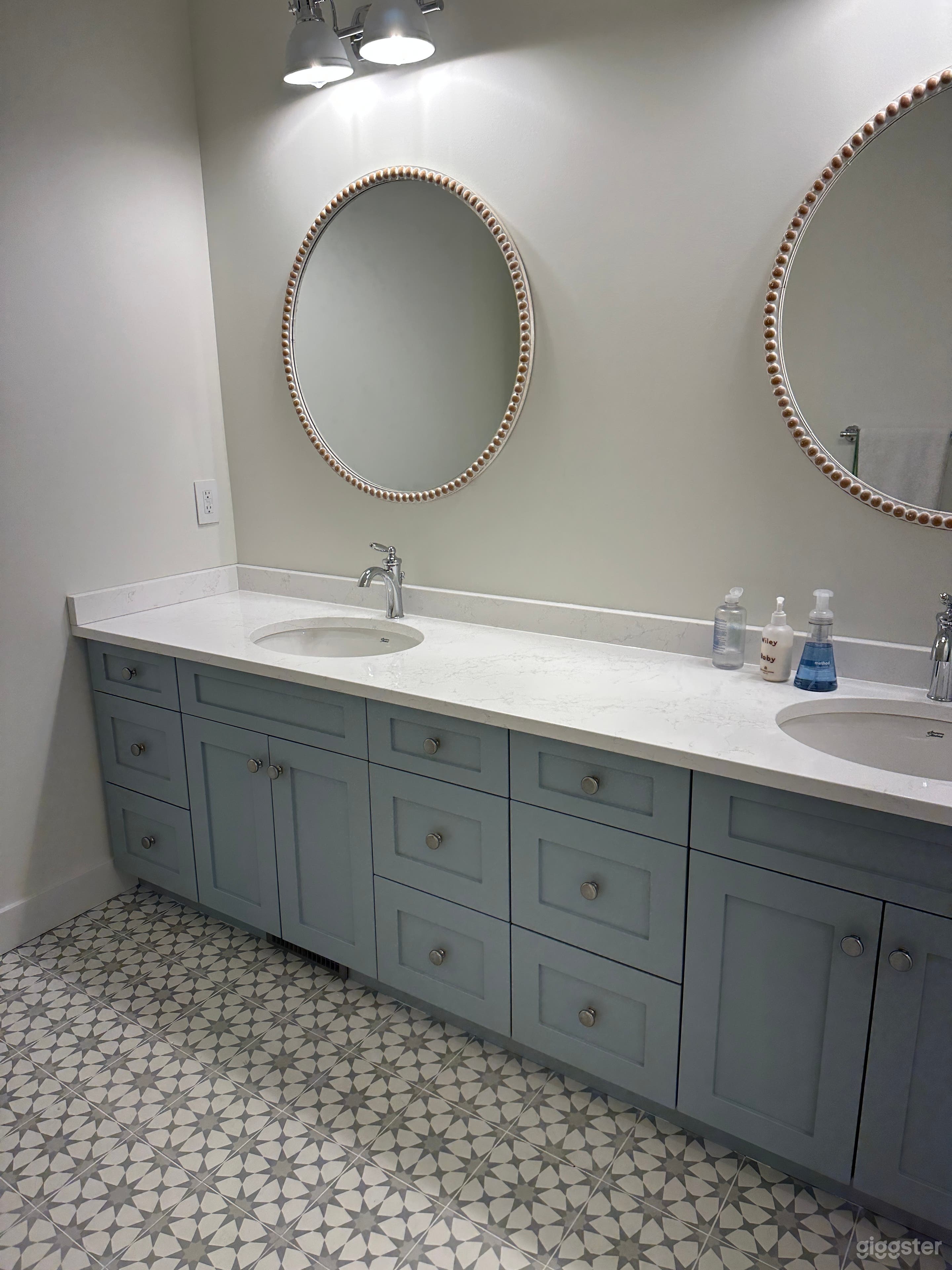 Guest bathroom with custom tile