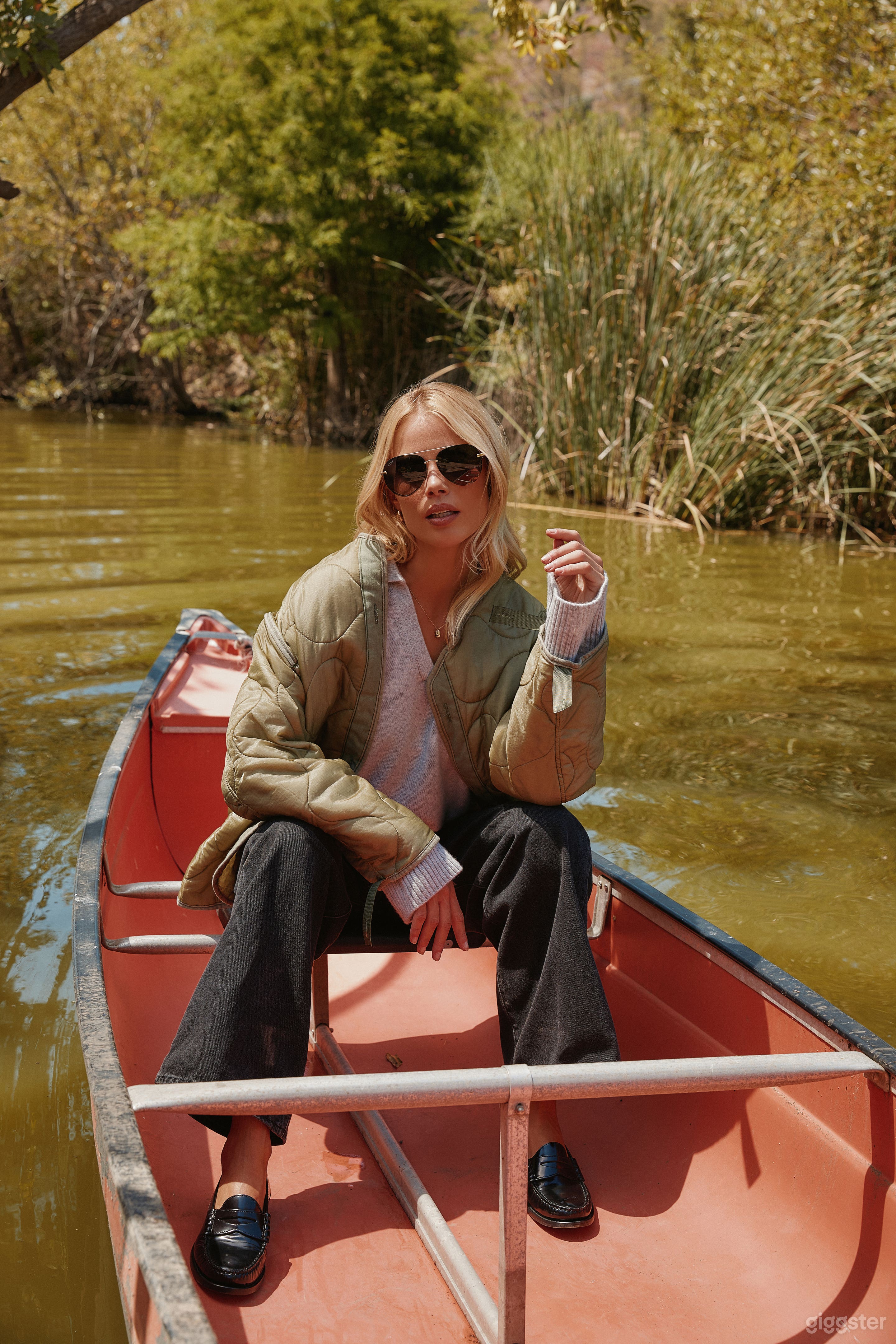 This canoe is available for rent.