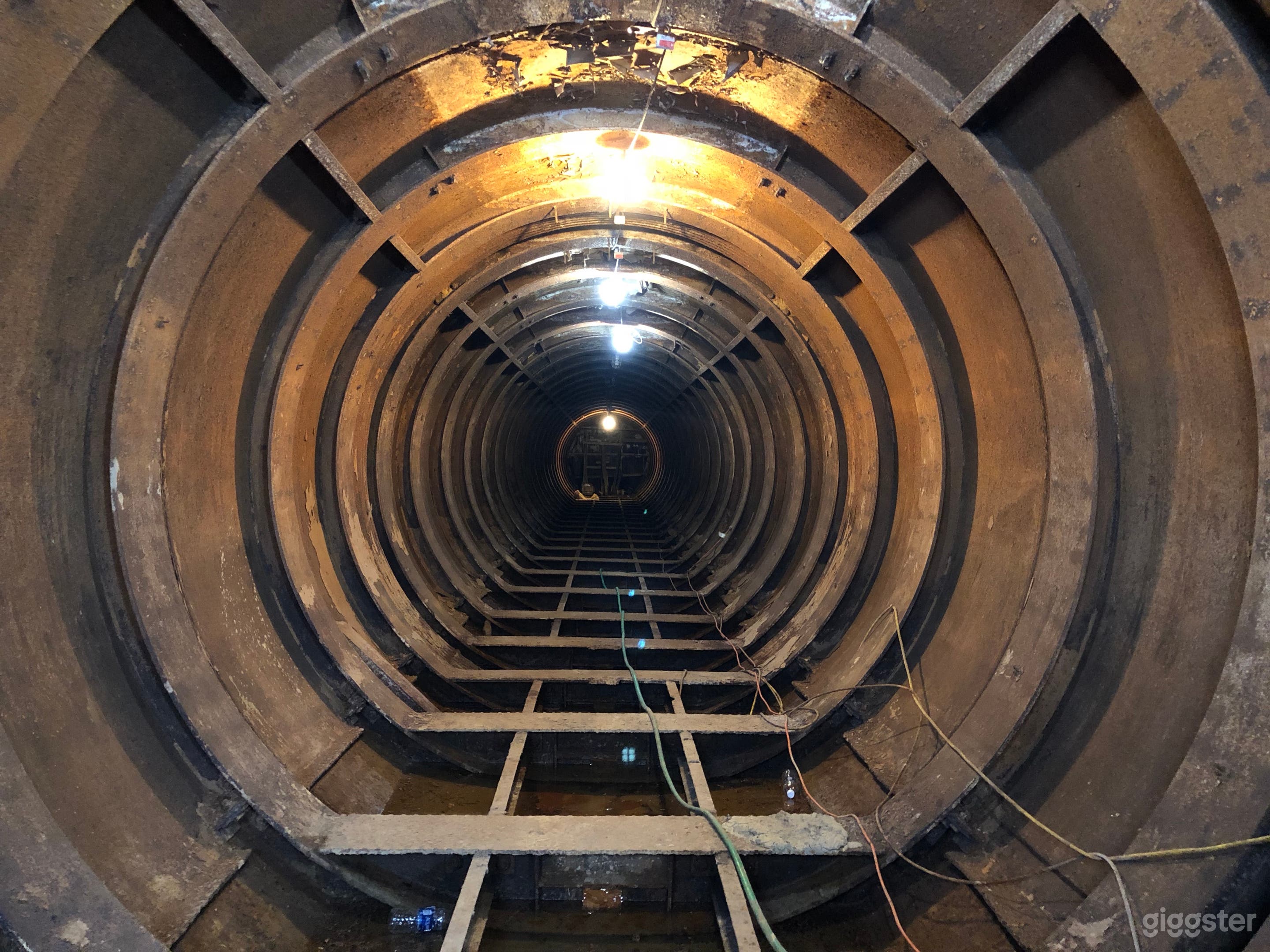 View down the 120' long by 10' in diameter tunnel that originally went to the missile. 