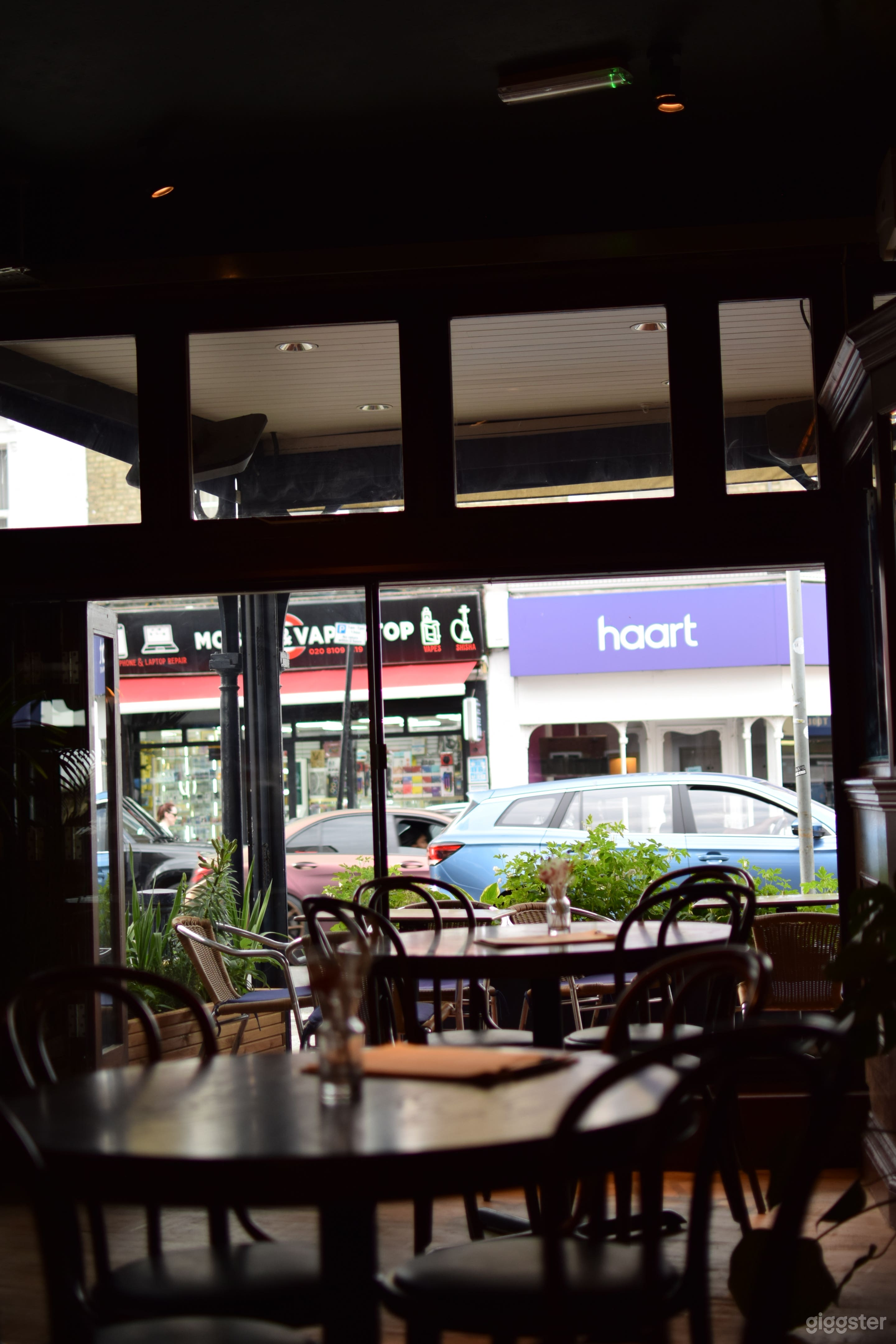 View from inside dinning space through the open window