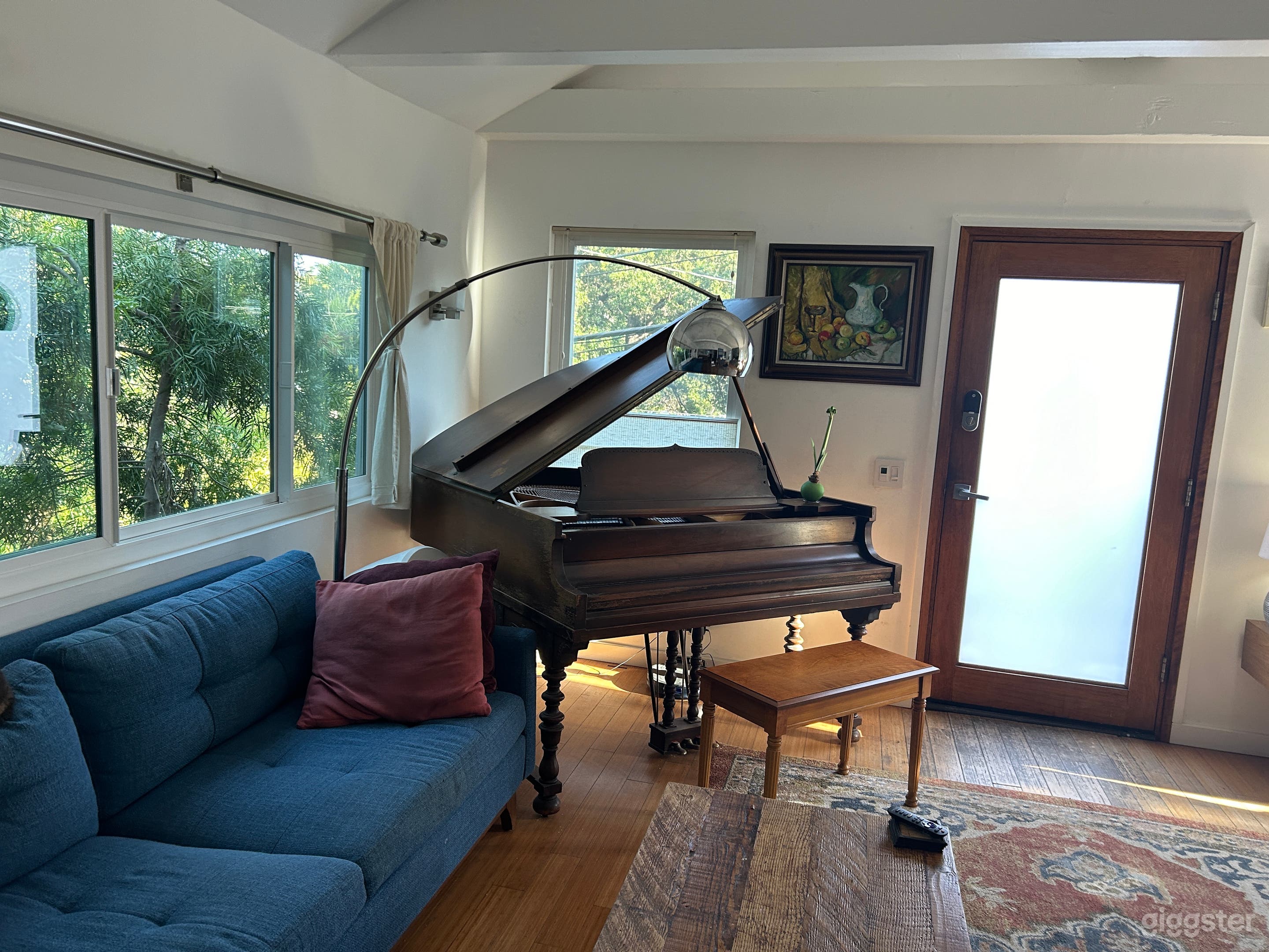 Living room with 1911 Hamilton baby grand piano. Tuned and sounds amazing.