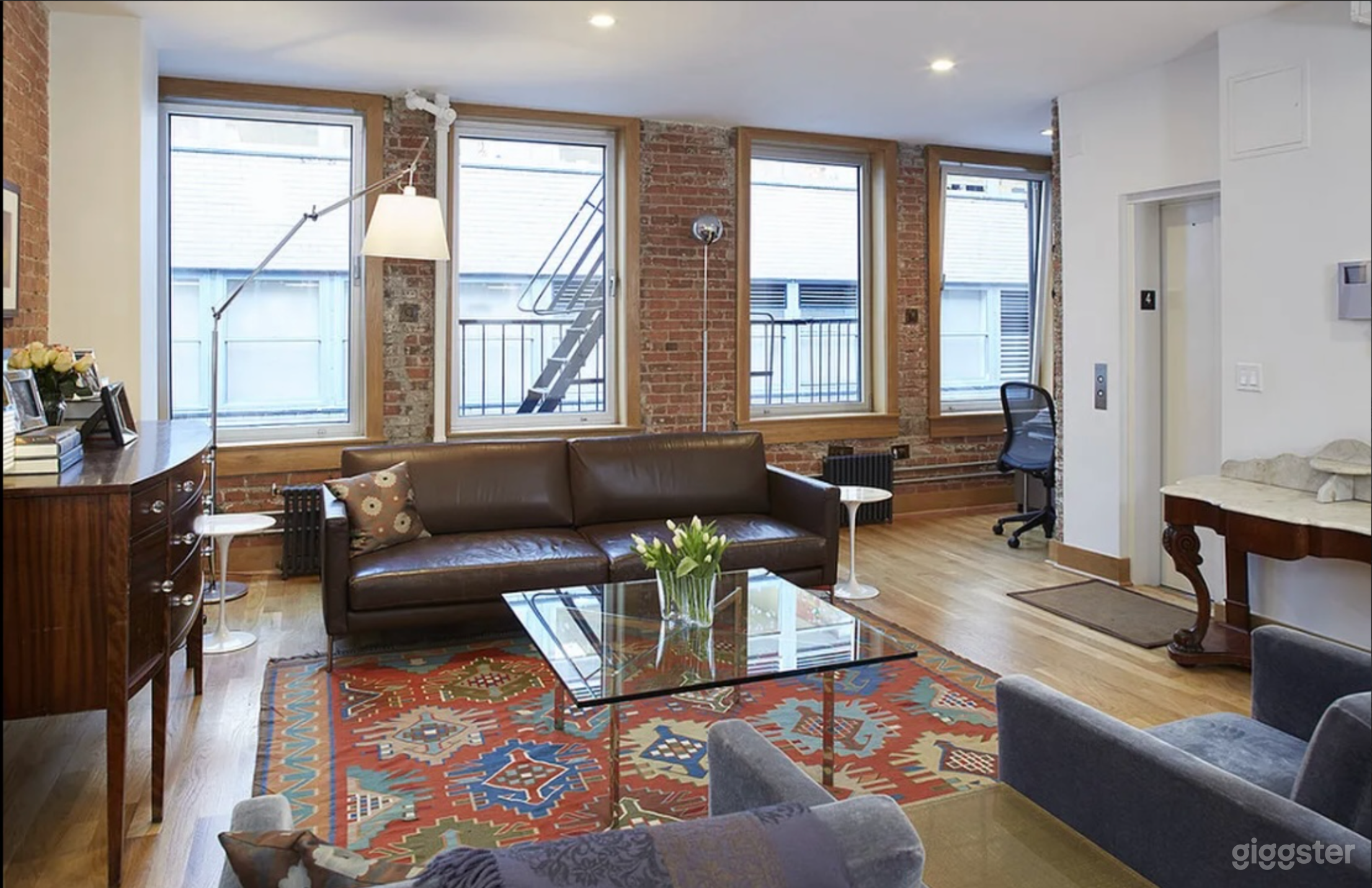 Host allows crews to move furniture and carpets. High-end designer furniture + antiques throughout the Loft.