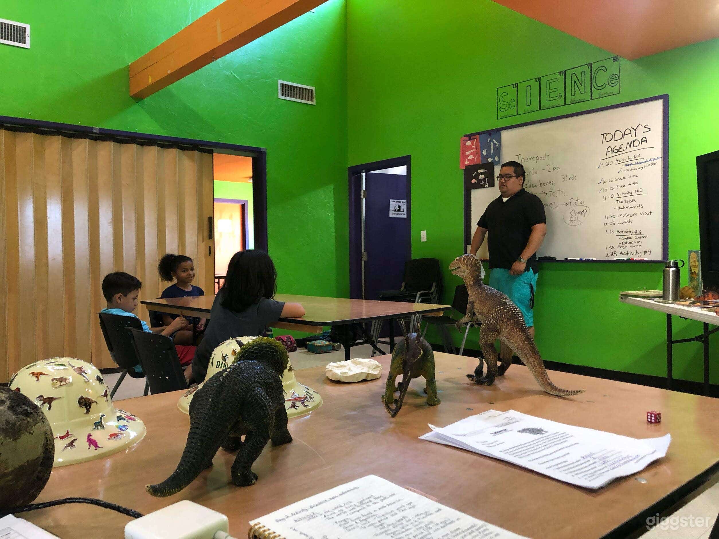 Inside classroom. Kitchen attached.