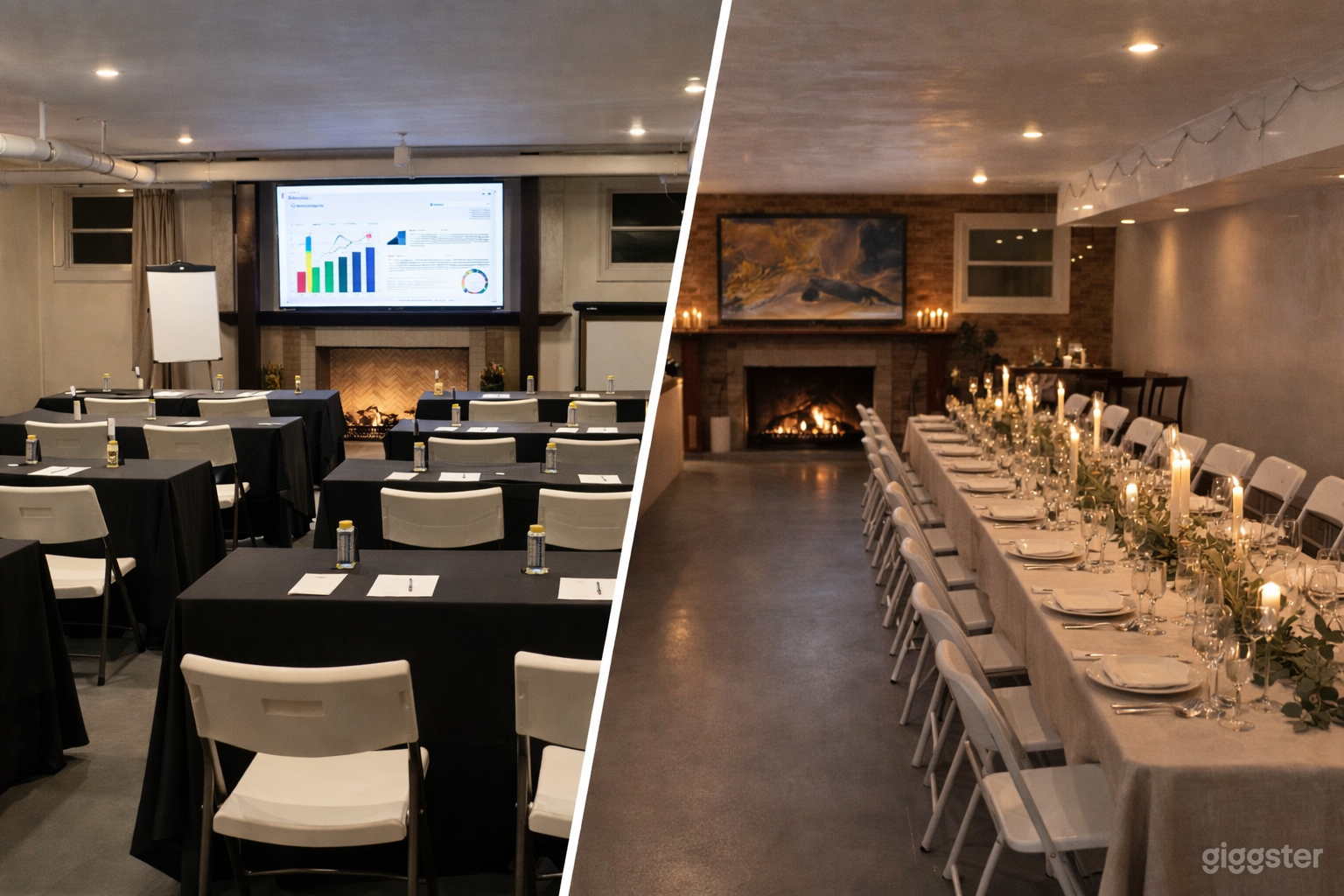 Private Fireside Lounge Event Space with Dining Photo 2