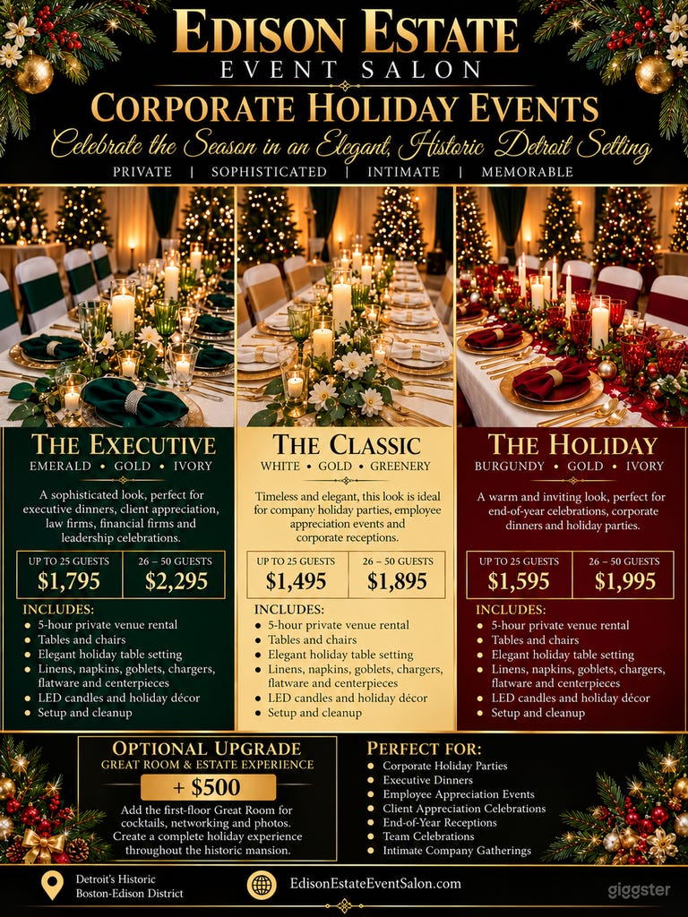  Reserva tu evento navideño ahora. Configuraciones navideñas disponibles 