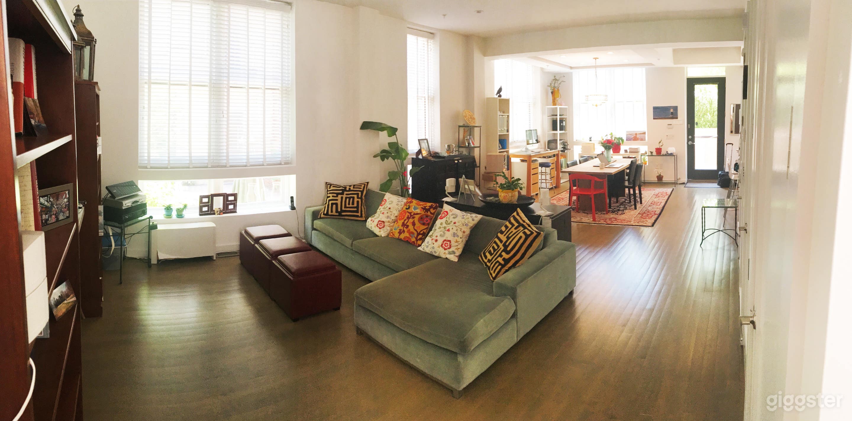 Large open living room and dining area